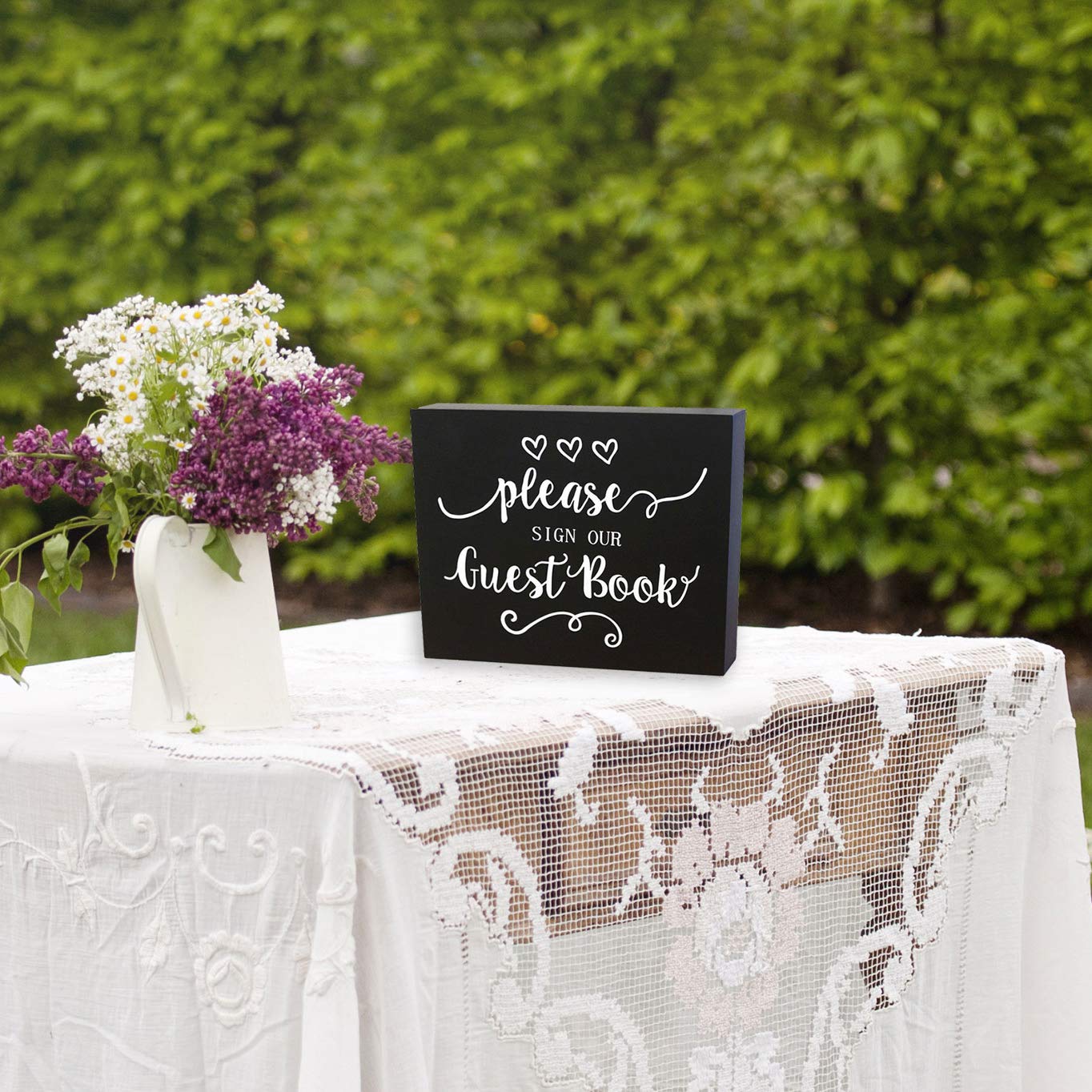 JennyGems Guest Book Sign - Elegant Black Guestbook Table Decor for Weddings, Parties & Baby Showers | Made in USA | Perfect for Reception Entry & Gift Table Display