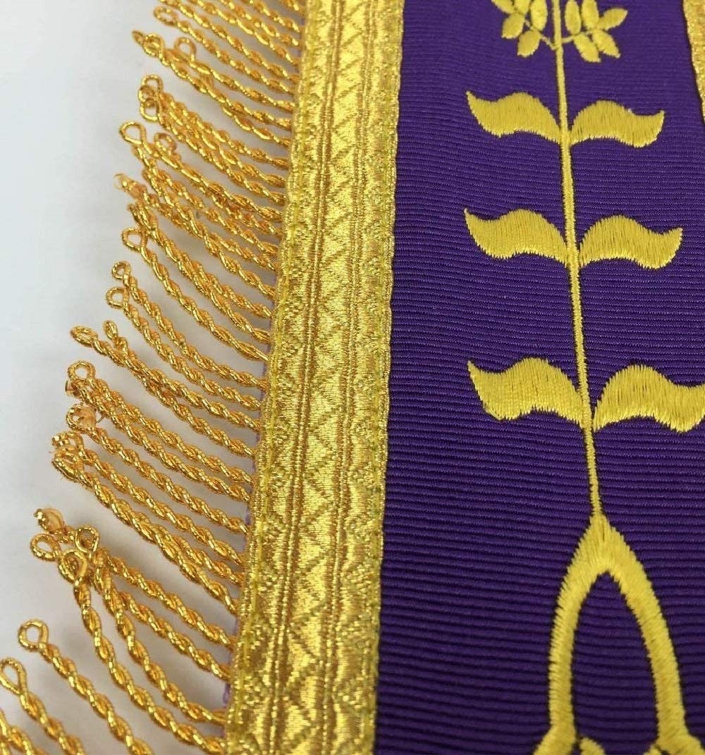 Past Master Masonic Apron - Blue Lodge Machine Embroidery Purple & Gold Fraternal Regalia | Perfect for Lodge Meetings, Rituals & Masonic Ceremonies