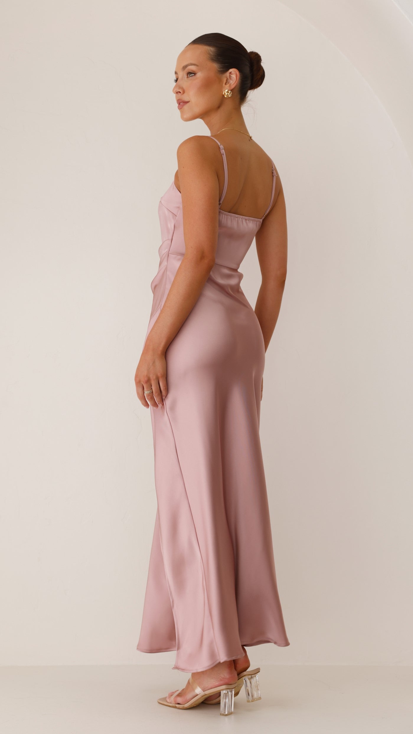 Ilana Maxi Dress for Women - Elegant Dusty Pink Long Flowy Dress for Summer, Beach, and Casual Wear