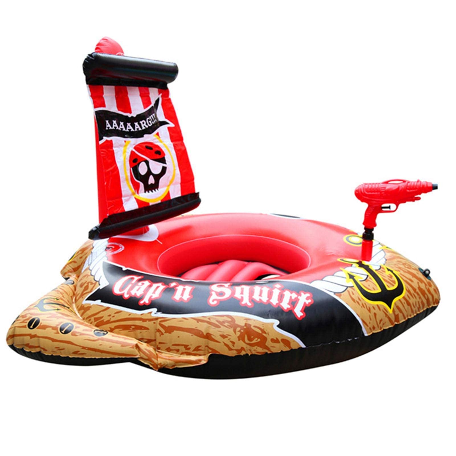 **Inflatable Pirate Ship Pool Float for Kids - Durable & Cooling Swimming Tube with Sprinkler - Fun Water Play for Pools, Lakes, and Beach (Ages 3-10)**