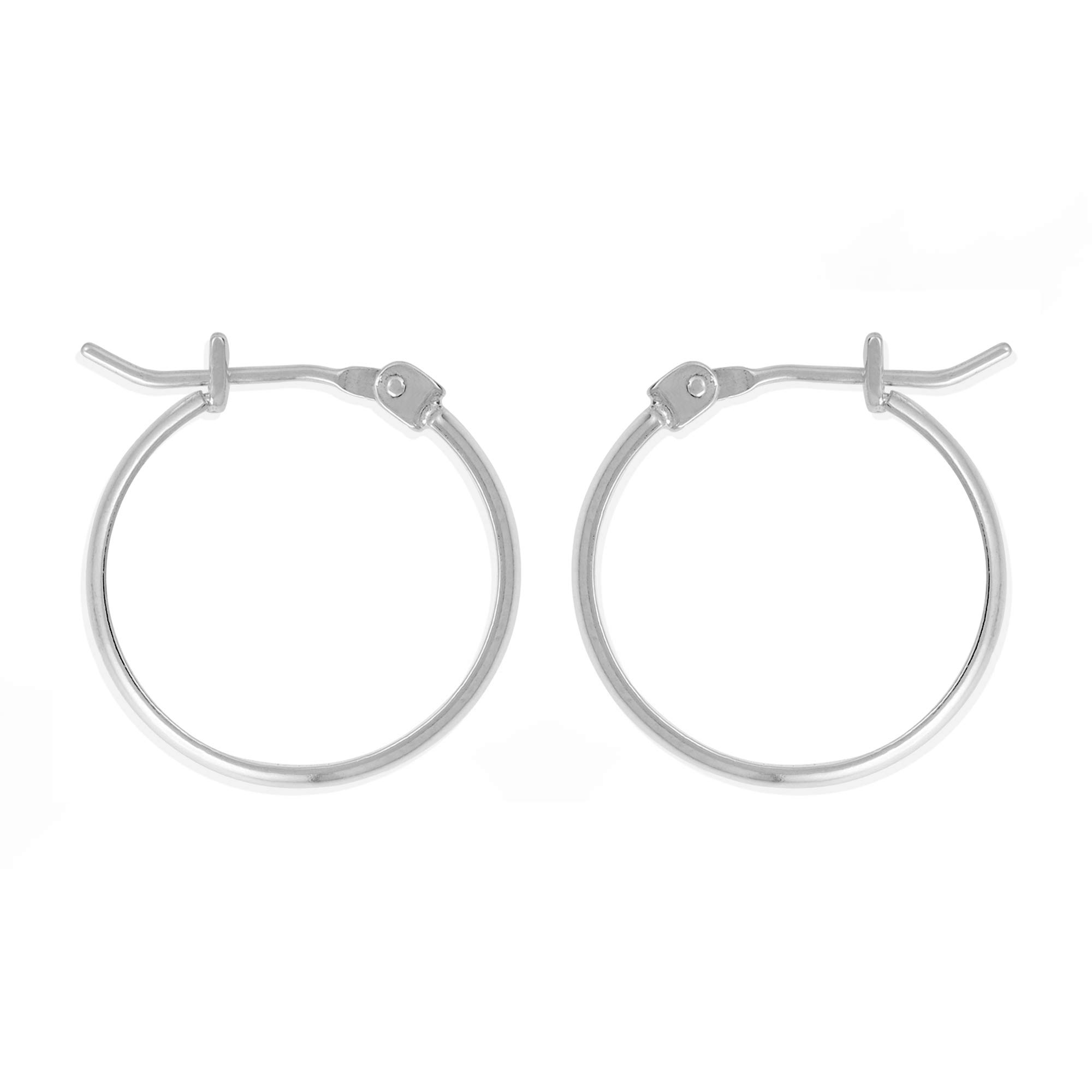 Boma Jewelry Sterling Silver 3/4 Inch Classic Snap Down Closure Hoop Earrings for Women - Everyday Wear, Office & Party Accessories