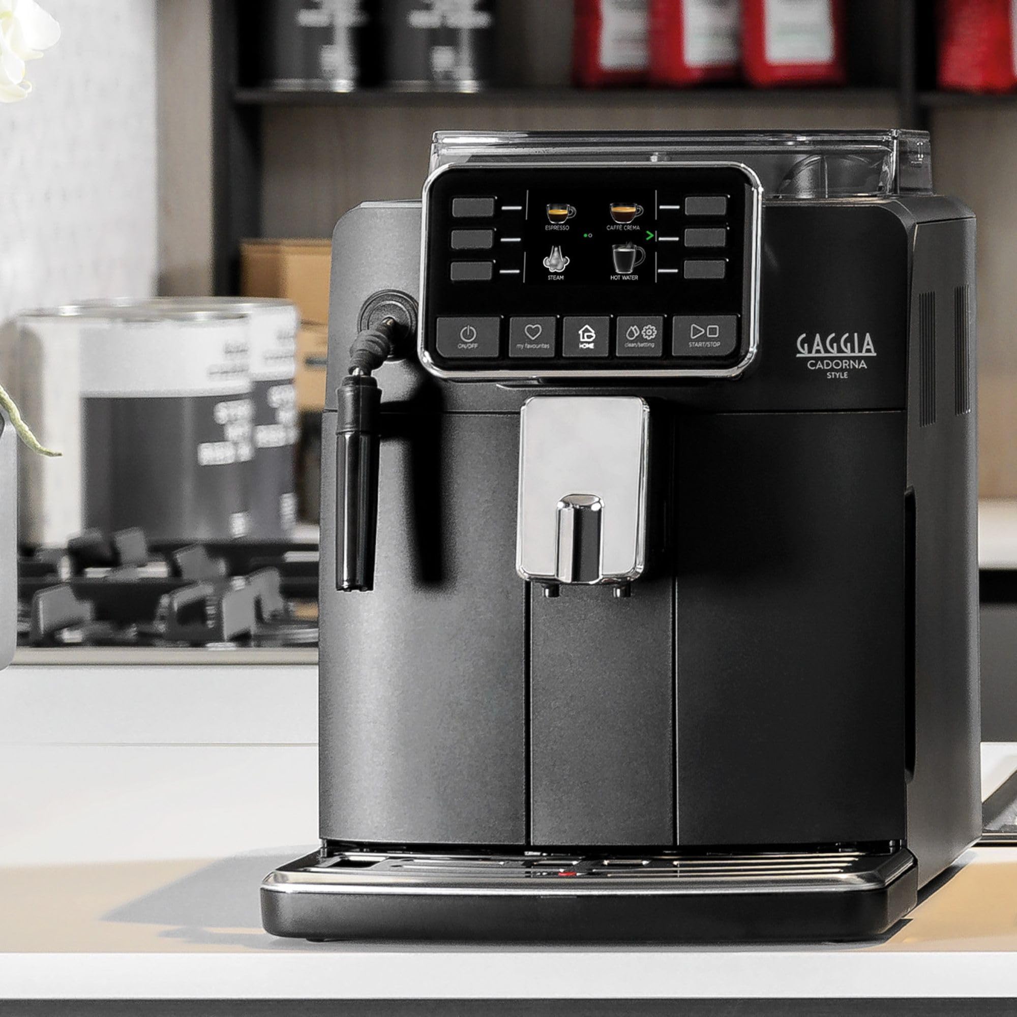 Gaggia Cadorna Style RI9600/01 Automatic Espresso & Cappuccino Machine - 1900W Coffee Maker for Whole Bean or Ground Coffee, 2-Cup Capacity, Black, Made in Italy - Perfect for Home Baristas & Coffee Lovers