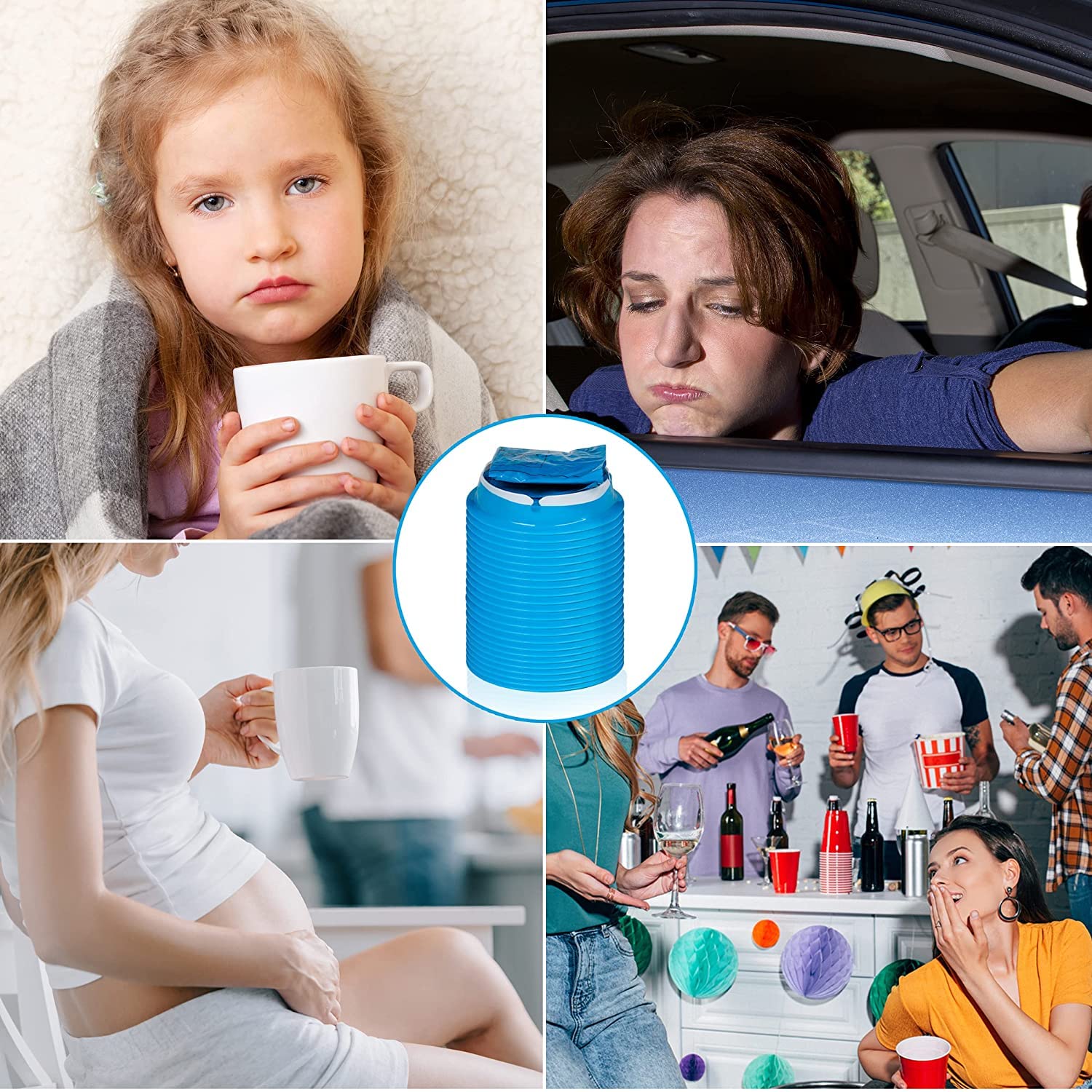 26 Pack Disposable Vomit Bags - 1000ml Emesis Bags for Motion Sickness - Travel, Car, Airplane & Pregnancy Nausea Relief - Leakproof Barf Bags for Kids & Adults (Ideal for Road Trips, Flights & Morning Sickness)