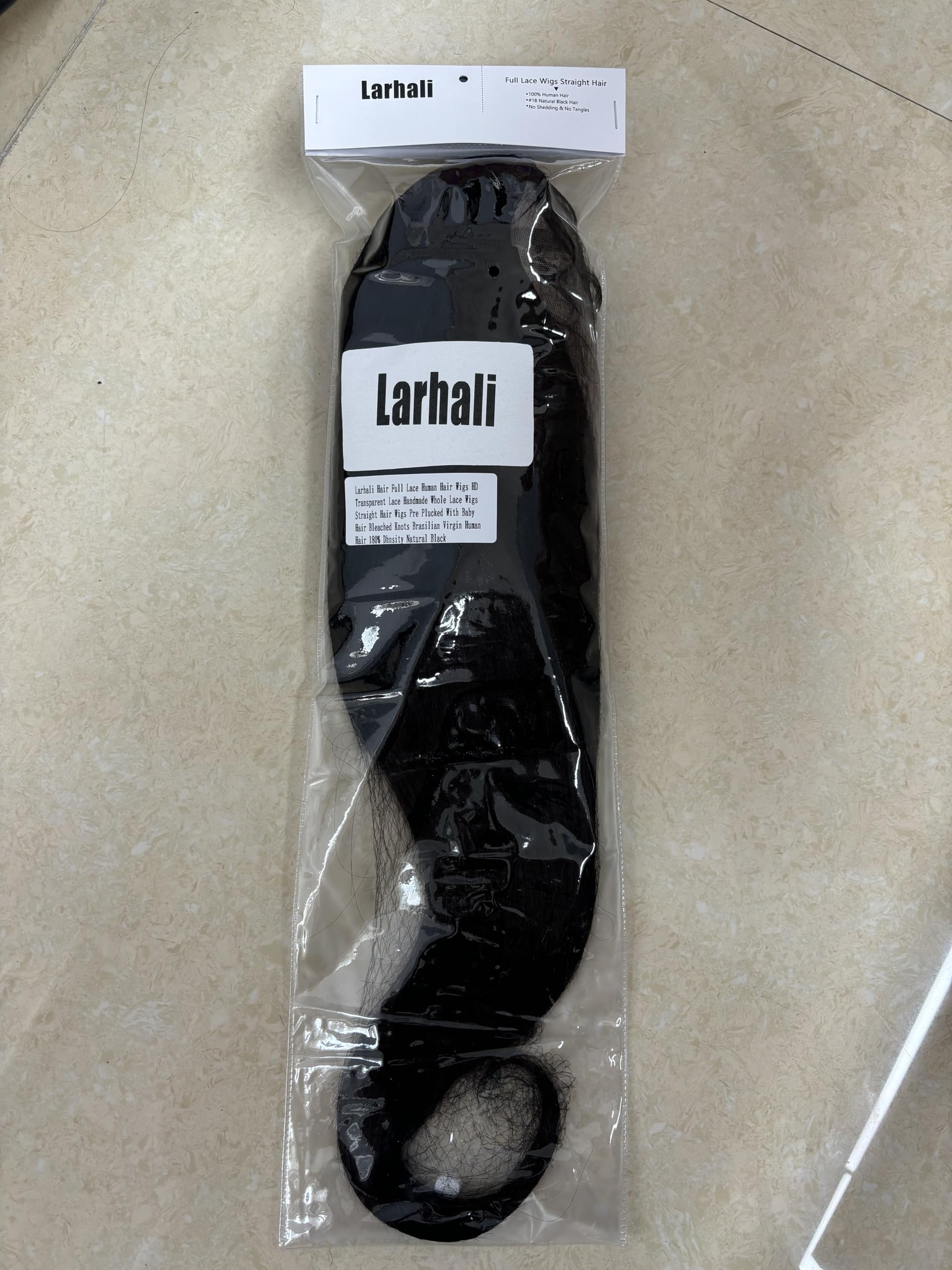 Larhali Full Lace Human Hair Wigs - HD Transparent Lace Handmade Brazilian Virgin Hair Wig with Pre-Plucked Hairline & Bleached Knots - 180% Density Natural Black Straight Hair (18 Inch) - Perfect for Daily Wear, Cosplay & Special Occasions