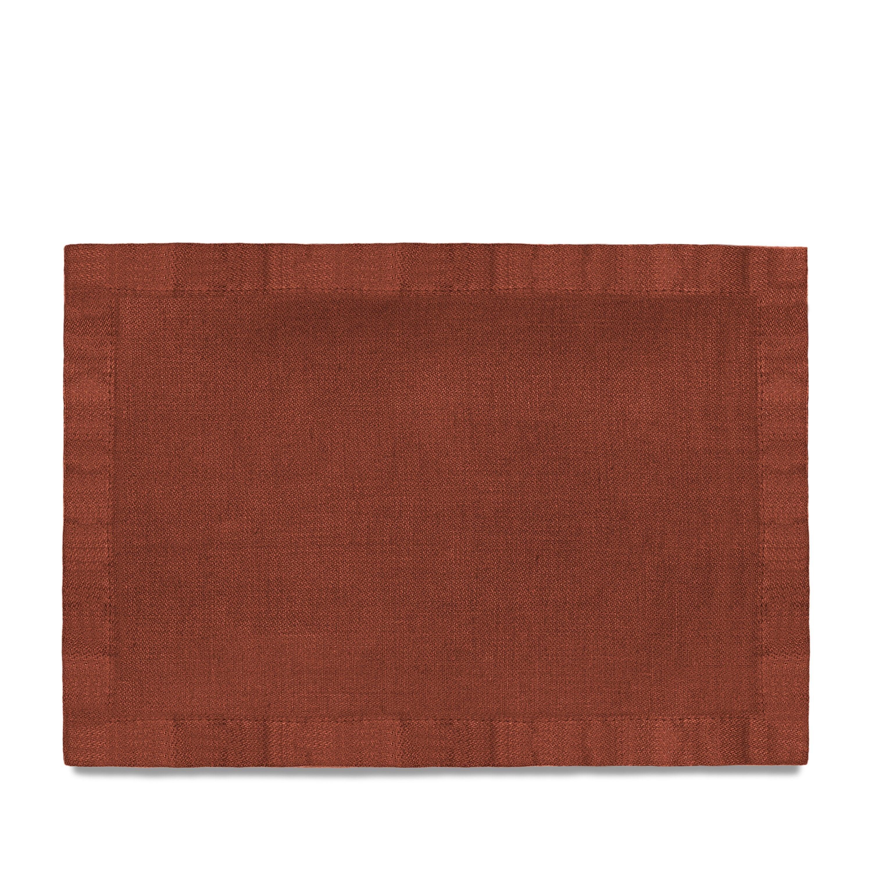 Premium Linen Sateen Placemats Set of 4 - Elegant Brick Color for Dining Table Decor, Perfect for Dinner Parties, Holiday Gatherings & Home Styling