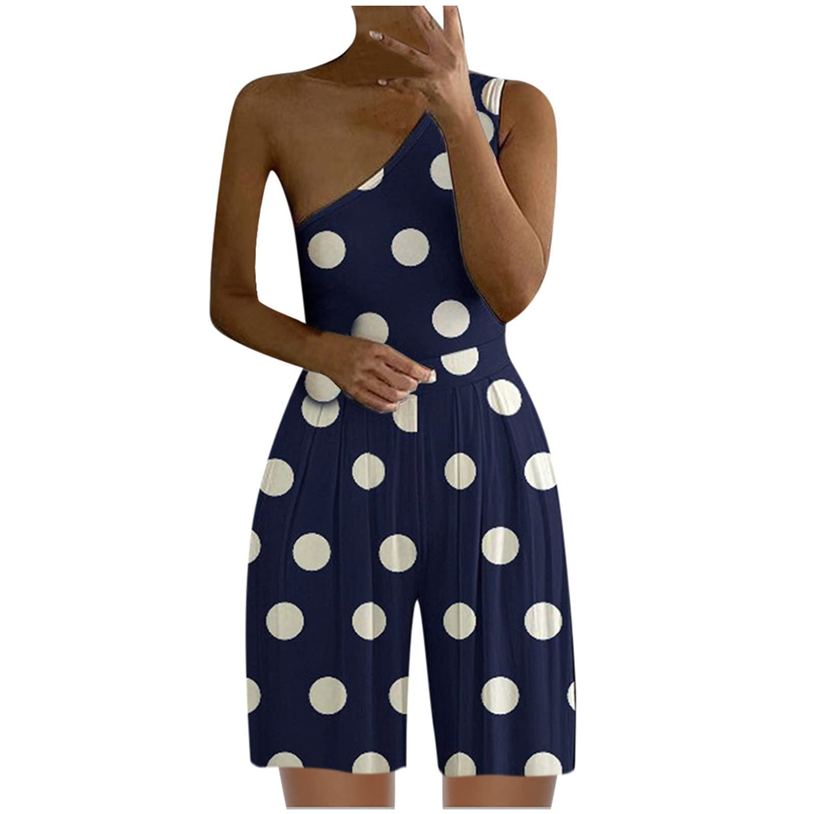 Stylish One Shoulder Sleeveless Jumpsuit for Women - Floral Print Wide Leg Short Romper with High Waist | Perfect for Summer Vacations, Beach Parties & Date Nights