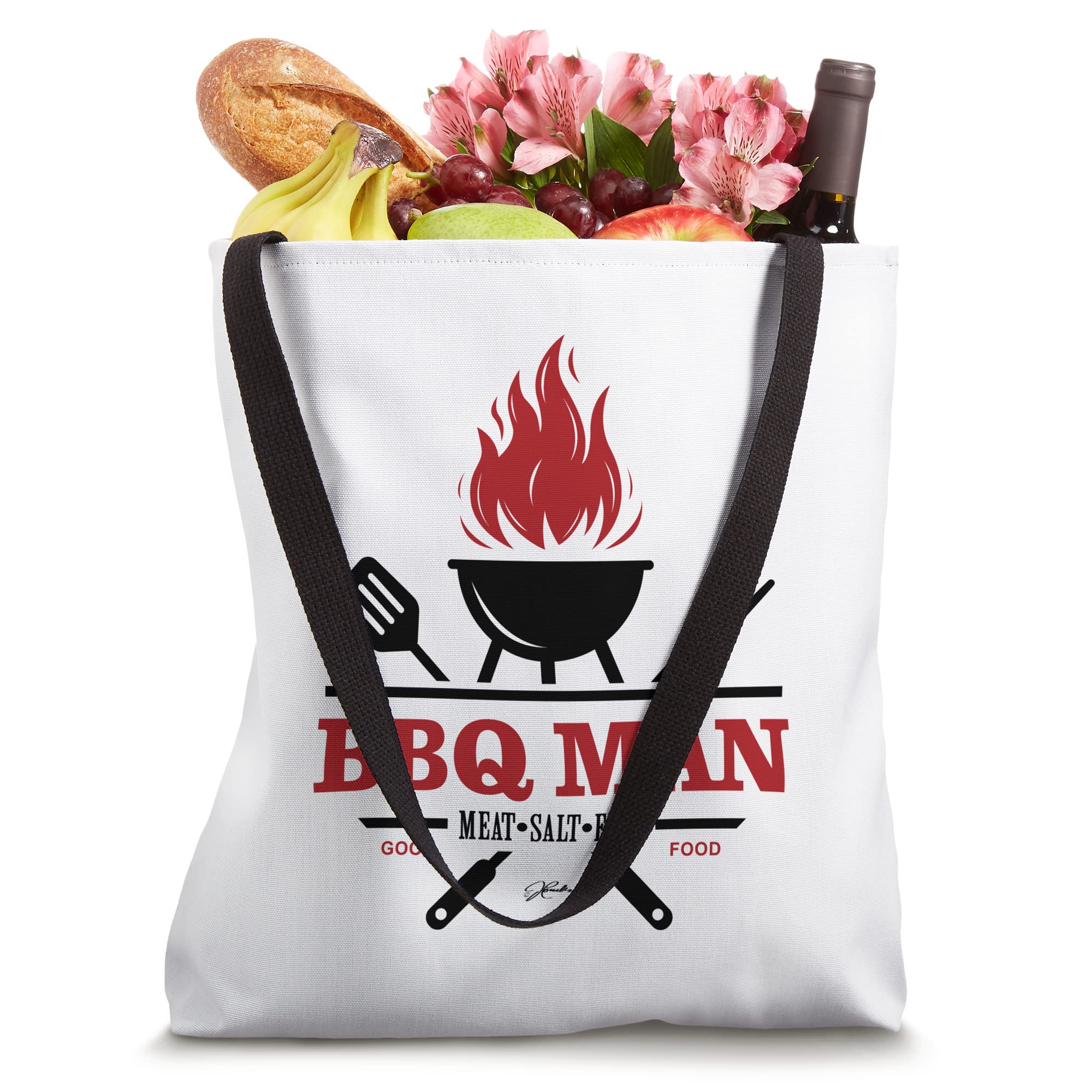 JCombs: Stylish BBQ Man Tote Bag for Men - Durable Canvas Grocery Shopping Bag with Large Capacity - Perfect for Picnics, Beach Trips & Outdoor Adventures