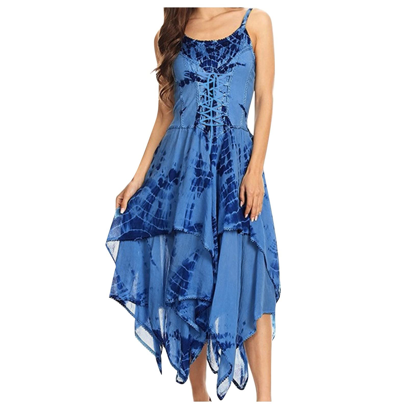 Women's Sexy Backless Sleeveless Printed T-Shirt Dress - High Waist Tie Casual Summer Dress for Beach, Party & Date Night