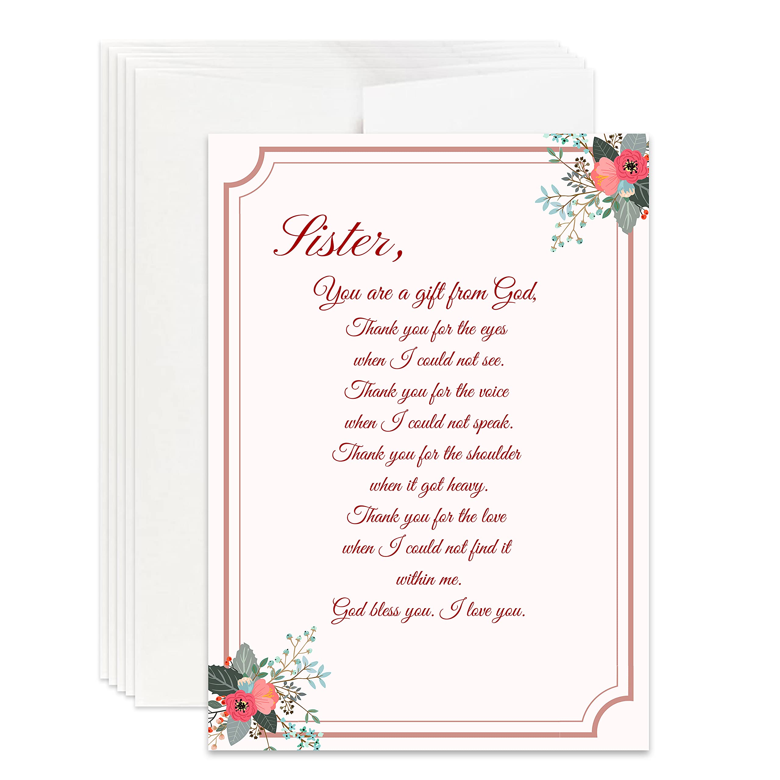 Christian Thank You Sister Card - Pack of 12 for Gifts & Appreciation