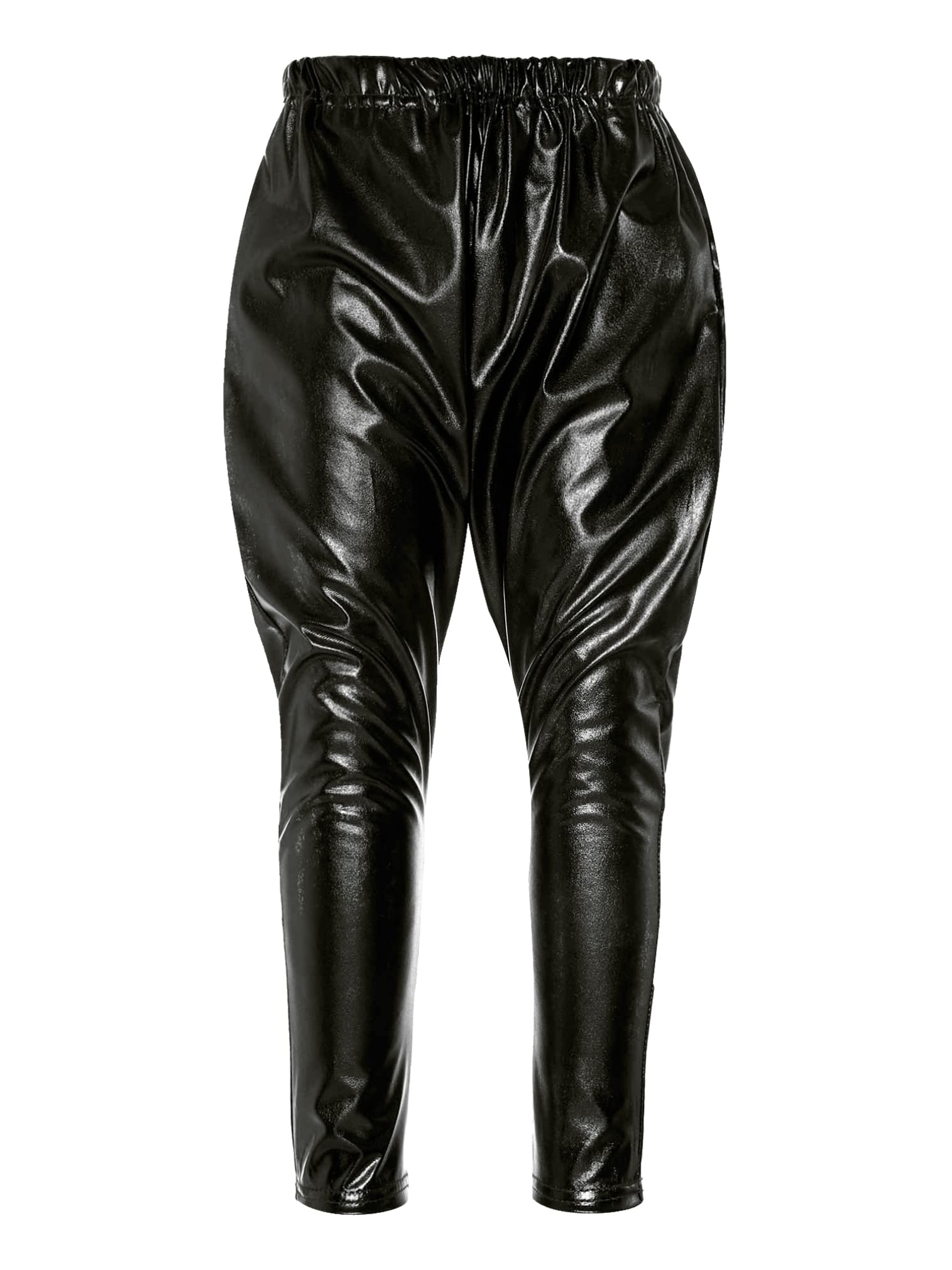 Easyforever Shiny Metallic Dance Harem Pants for Girls & Boys - Stretchy Athletic Tights for Jazz, Hip Hop, Latin & Ballet - Perfect for Dance Class, Performances & Costumes