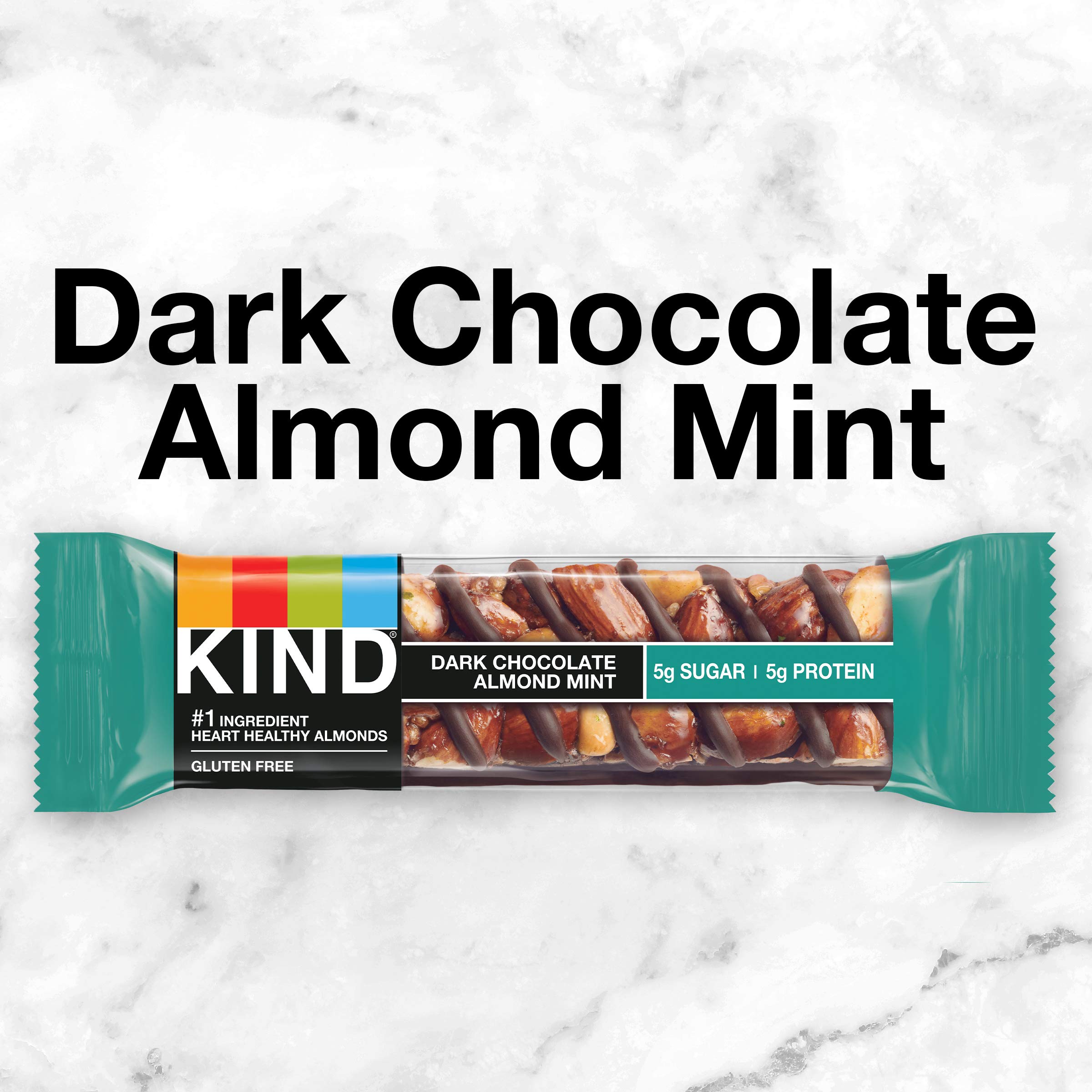 KIND Nut Bars, Dark Chocolate Mint - Gluten Free Healthy Snacks with 5g Protein & Low Sugar (12 Count) | Perfect for On-the-Go Energy, Hiking & Office Snacks