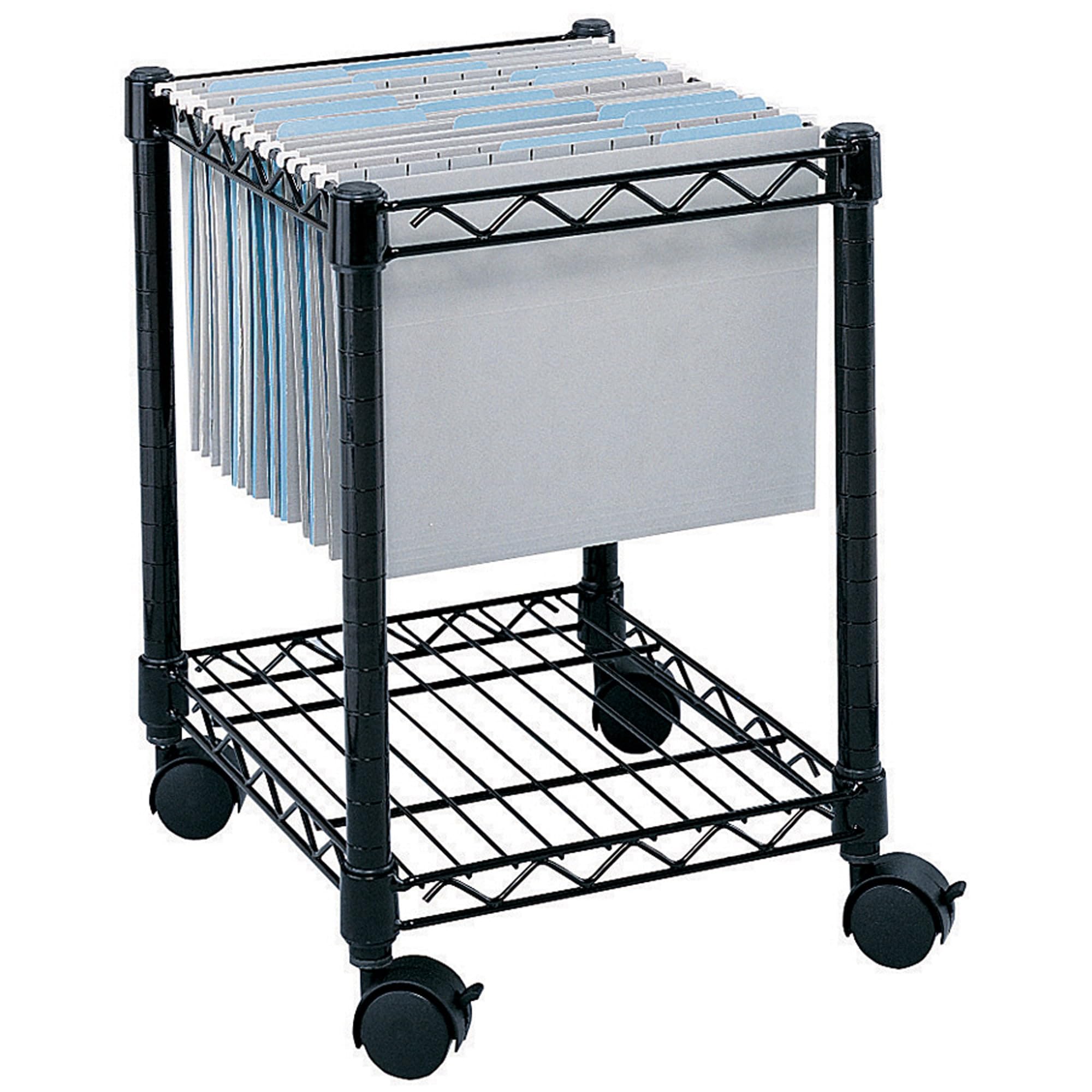 Safco Compact Rolling Cart - Mobile File Storage for Letter & Legal-Size Hanging Folders | Steel Black Office Organizer | Perfect for Home Office, Classroom & Small Business Organization