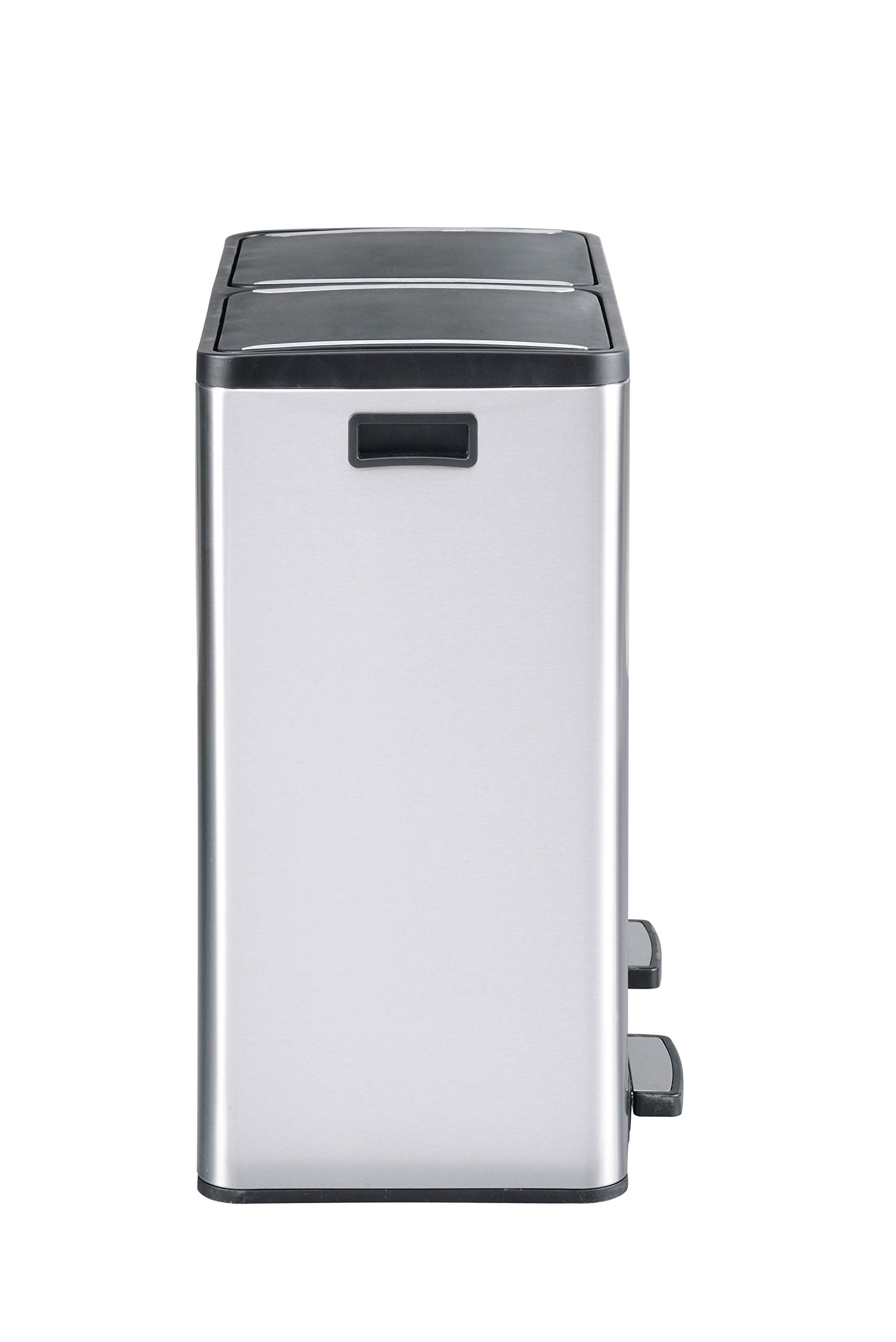 18.5 Gallon Step N' Sort Dual Trash & Recycling Bin - Extra Large Capacity, Soft-Step Design, Removable Inner Bins, Silver - Perfect for Kitchen, Office & Eco-Friendly Waste Sorting