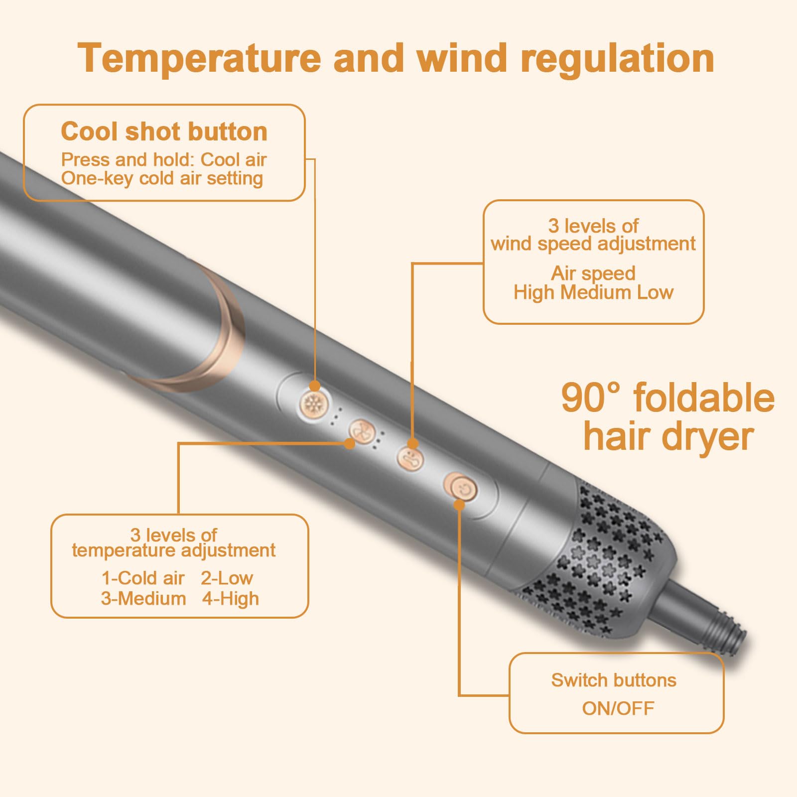 5 in 1 Hair Dryer Brush Set - Ionic Hot Air Styler for Curling, Waves & Straightening | Foldable Blow Dryer for Salon-Volume Blowout | Perfect for Home, Travel & Professional Styling