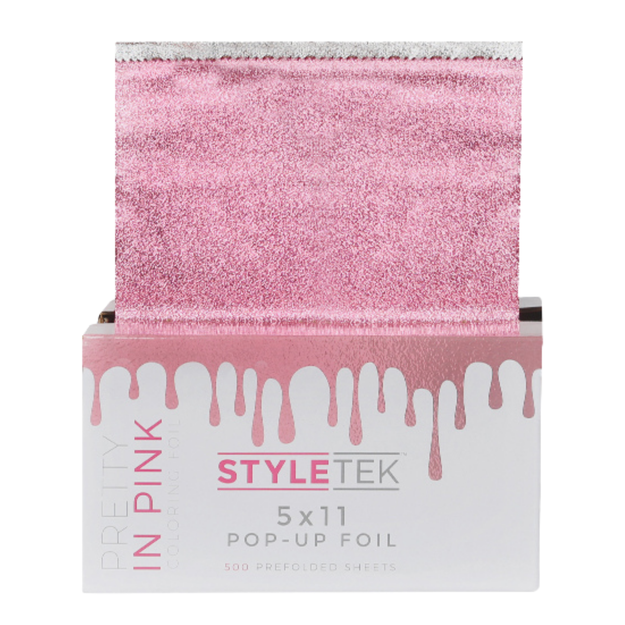 Styletek 5x11 Inch Pre-Cut Pop Up Foil Sheets - Heavy Texture, 500 Count, Vibrant Pink for Gift Wrapping, Scrapbooking & DIY Crafts