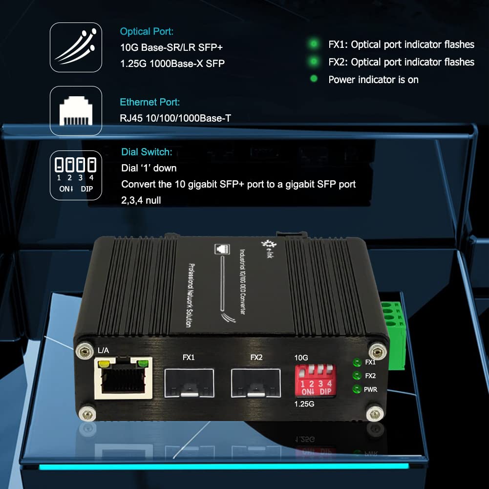10G SFP+ to SFP+ Fiber Media Converter | 10G OEO Repeater | Gigabit Ethernet Converter | 10/100/1000Base-T RJ45 | Industrial Grade Fiber Extender | Ideal for Data Centers, Enterprise Networks & Industrial Applications