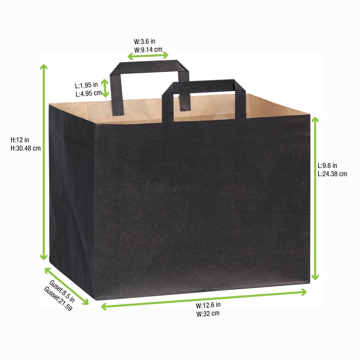 PacknWood 210CABTRN Extra Large Black Gift Bags - 12.6x8.66x9.45 Inches - Heavy Duty Craft Bags for Graduation, Birthday, Wedding & Party Favors - Bulk Pack of 250