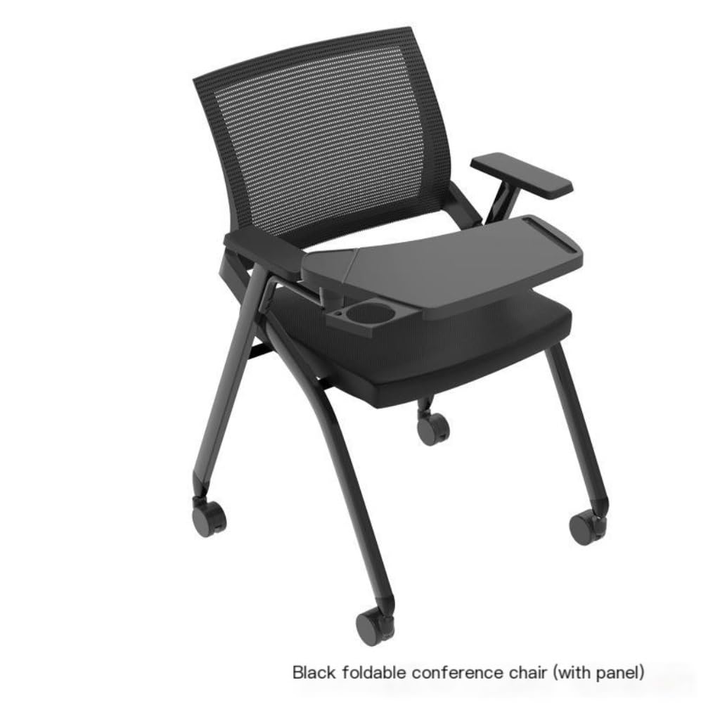 Ergonomic Folding Office Chair with Wheels - Adjustable Computer Chair for Home Office, Conference Room & Gaming - Black Rolling Swivel Seat (Size B) - Perfect for Work, Study & Long Hours Sitting