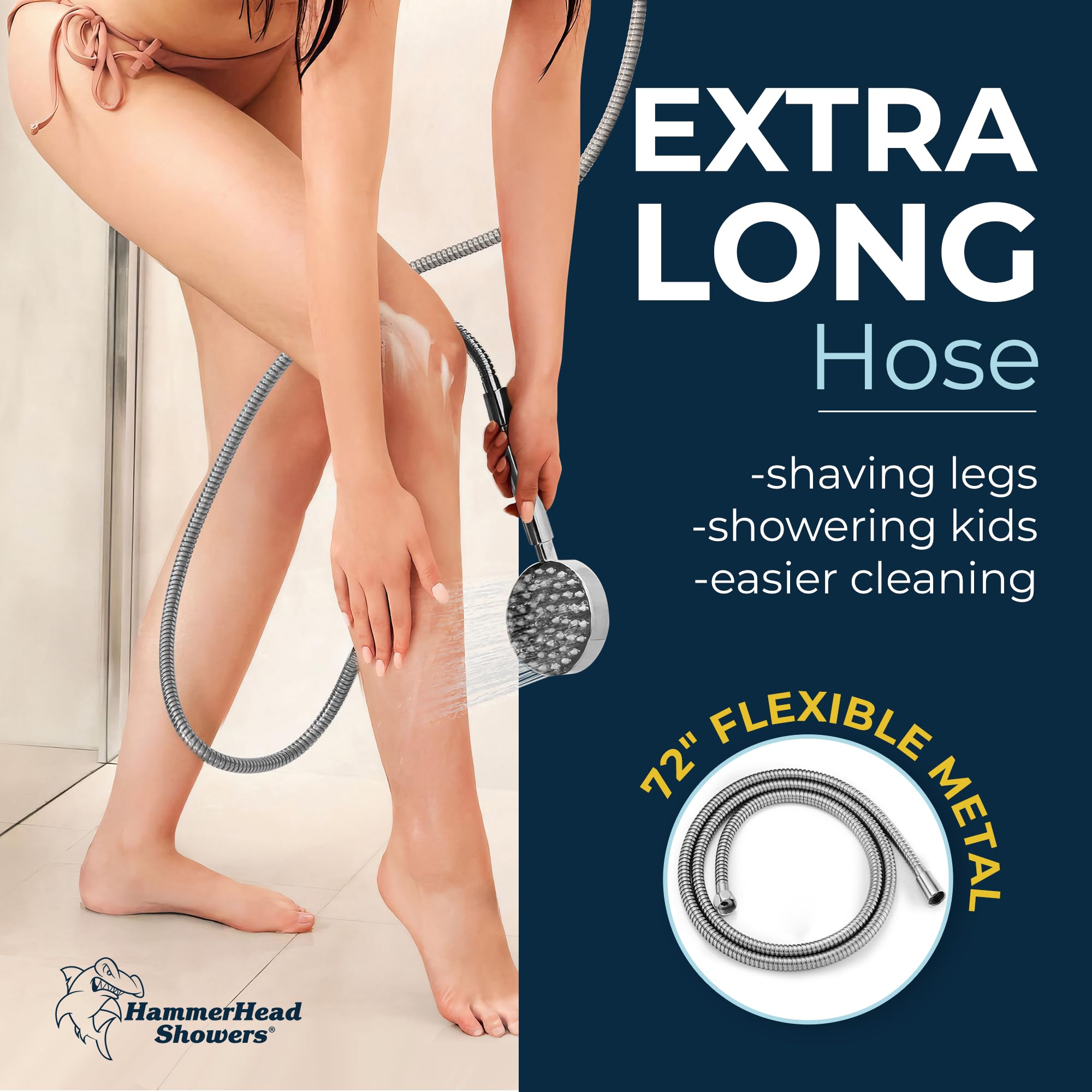 Premium All-Metal Handheld Shower Head Set with 2.5 GPM Showerhead, 72