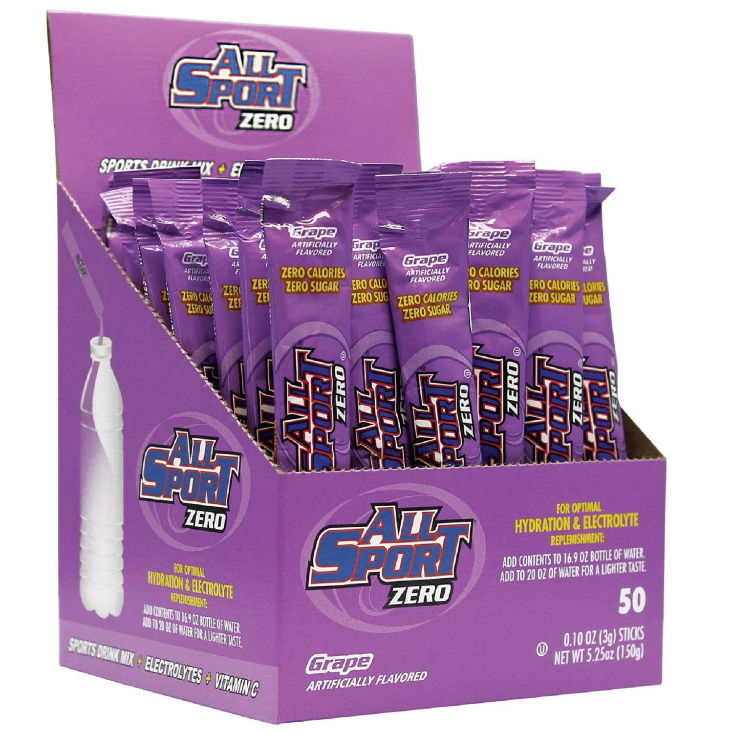 All Sport Zero Powder Sticks Variety Pack - 500 Count (10 Boxes of 50) | Electrolyte Hydration for Athletes, Gym Workouts & Outdoor Activities