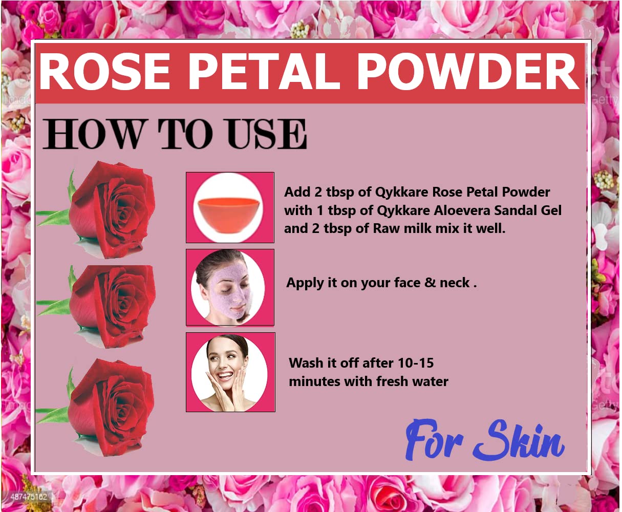 QYKKARE Premium Rose Powder - 2 Pack (100g Each) for Baking, Skincare & DIY Beauty Recipes