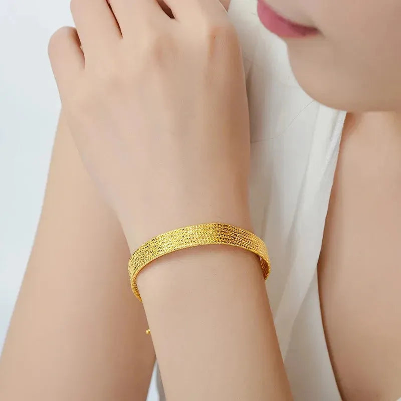 24K Pure Gold Bracelet for Women - 999 Solid Real Gold Bangle with Simple & Elegant Design, Classic Jewelry Gift for Anniversary, Birthday, Valentine's Day - Perfect for Daily Wear & Special Occasions