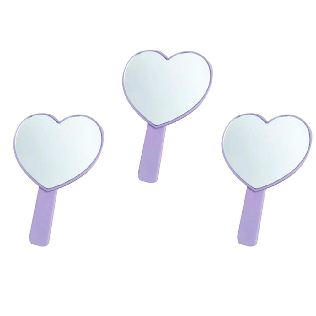 Uonlytech 3-Piece Heart Shaped Hand Mirror Set - Portable Travel Mirror for Women & Girls, Purple Cosmetic Mirror - Perfect for Makeup, Purse, Dorm & Gift Giving