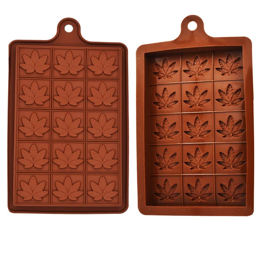 Premium Silicone Marijuana Leaf Chocolate Bar Mold - Breakable Candy, Gummy, Fondant & Baking Mold for Cookies, Muffins & DIY Edibles (5x3 Leafy Bar) - Perfect for Halloween, 420 Parties & Cannabis-Themed Desserts