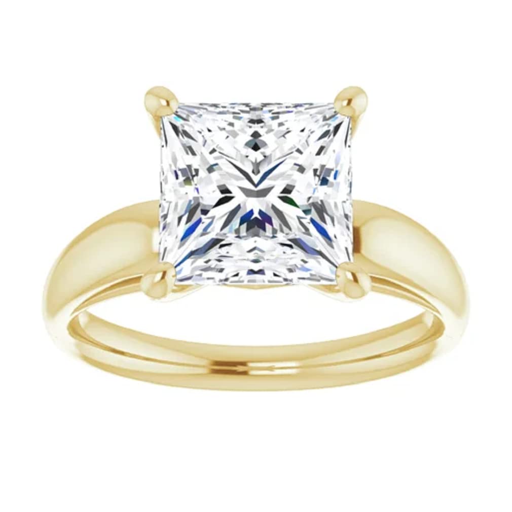 10K Solid Yellow Gold Handmade Engagement Ring - 2 CT Princess Cut Moissanite Diamond Solitaire Wedding Band for Women - Perfect for Proposals, Anniversaries & Bridal Jewelry Gifts
