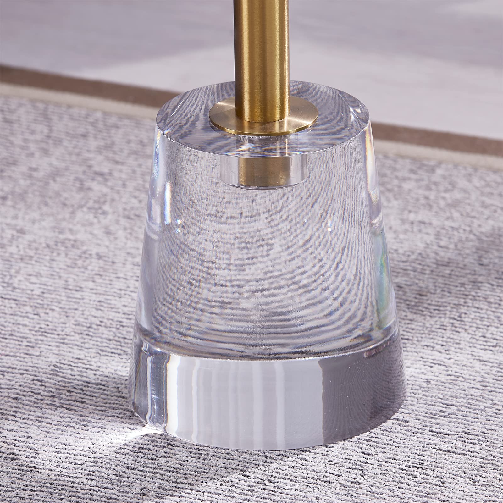 LIKENOW Clear Acrylic Side Table - Modern Small Round End Table with Gold Post for Living Room, Bedroom, Office | Perfect Nightstand for Drinks, Snacks & Decor | Easy Assembly & Stylish Home Accent
