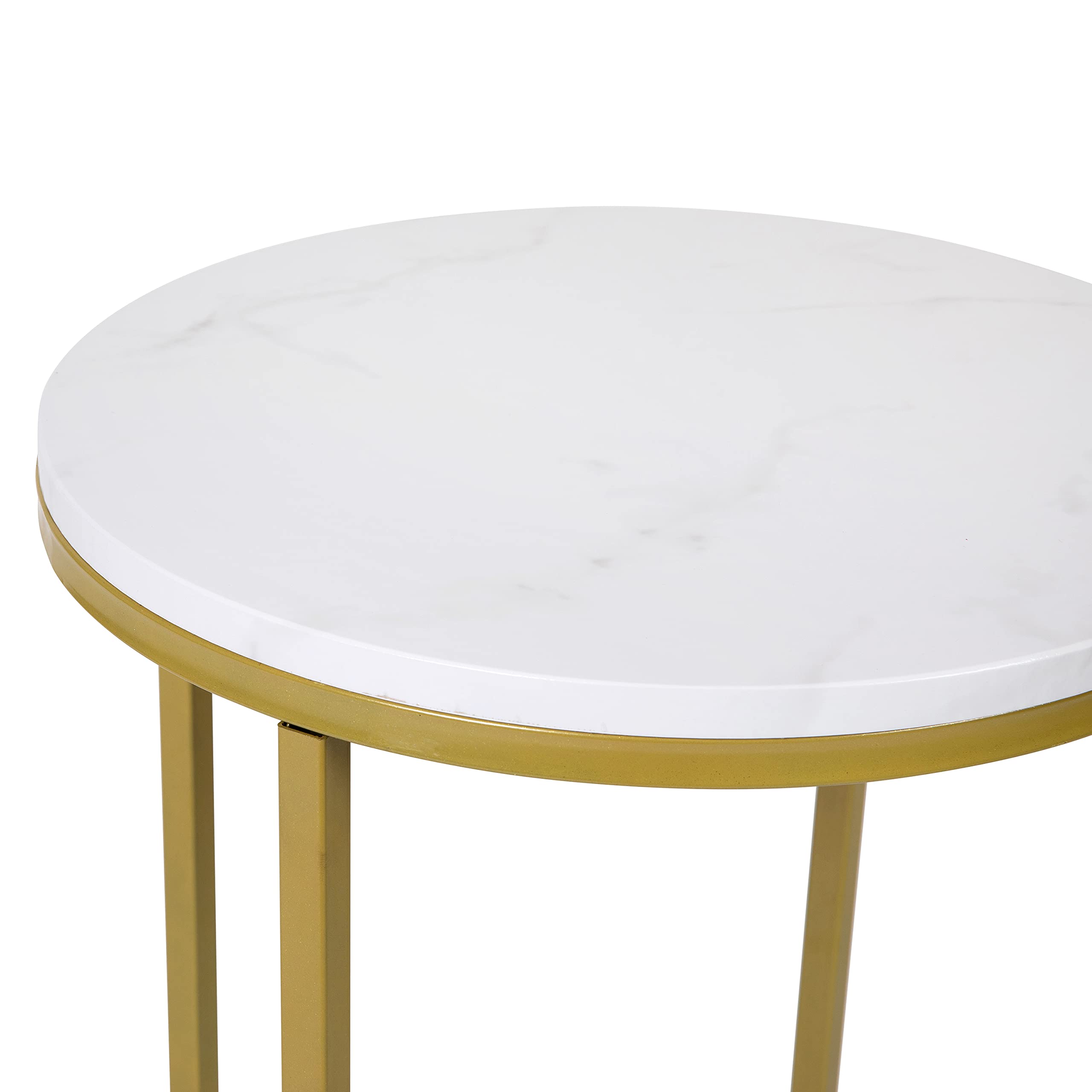EMMA + OLIVER White Marble Coffee Table with Gold Metal Frame - Perfect for Living Room Decor