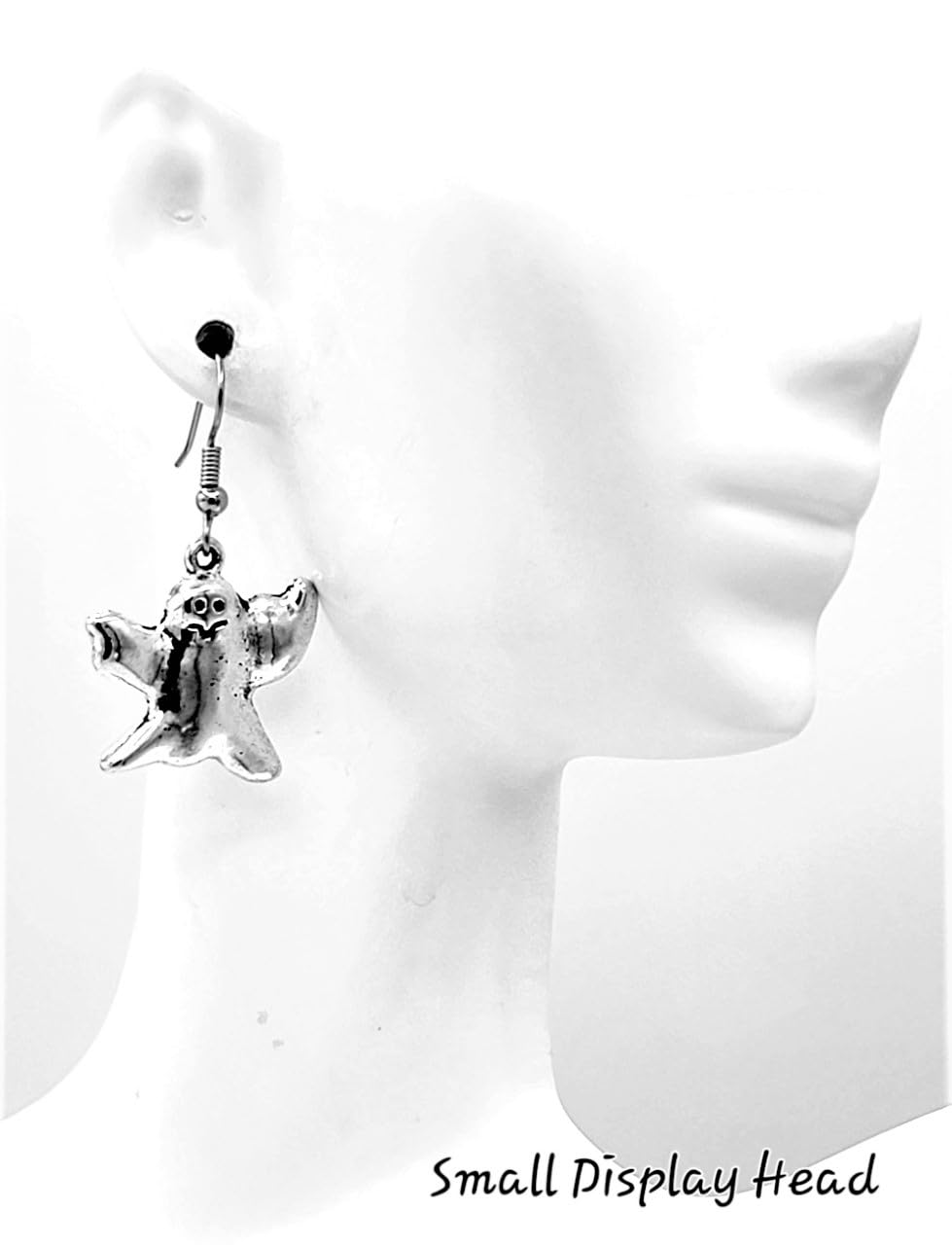 Ghost Charm Dangle Earrings - 23x24mm Silver Alloy Hypoallergenic Earrings with Fishhook & Ball Post Options | Gothic Jewelry for Halloween, Cosplay & Everyday Wear