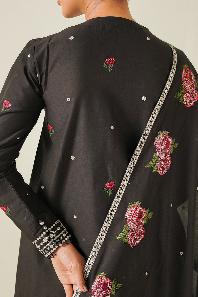 Midnight Melody 3 Piece Embroidered Lawn Suit - Elegant Pakistani Formal Wear for Weddings, Parties & Special Occasions