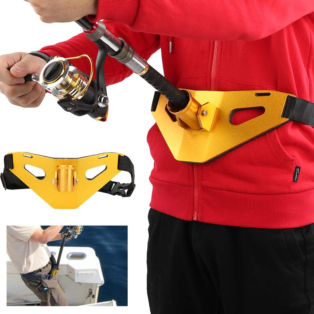Adjustable Waist Fishing Belt with Aluminum Alloy Gimbal & Padded Rod Holder - Comfortable Fighting Belt for Saltwater & Freshwater Fishing - Perfect for Surf Casting, Boat Fishing & Shore Angling