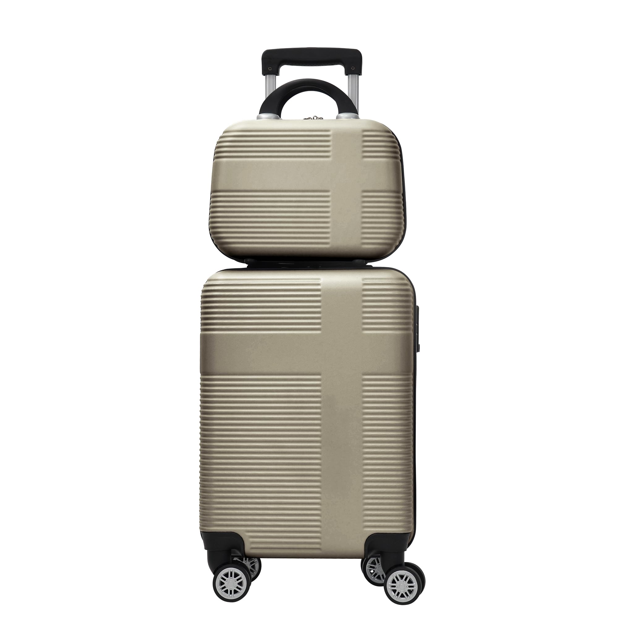 4-Piece Hardshell Luggage Set with Spinner Wheels & TSA Lock - Lightweight Suitcase for Travel (12/20/24/28 Inch, Champagne) - Perfect for Business Trips, Family Vacations & International Travel