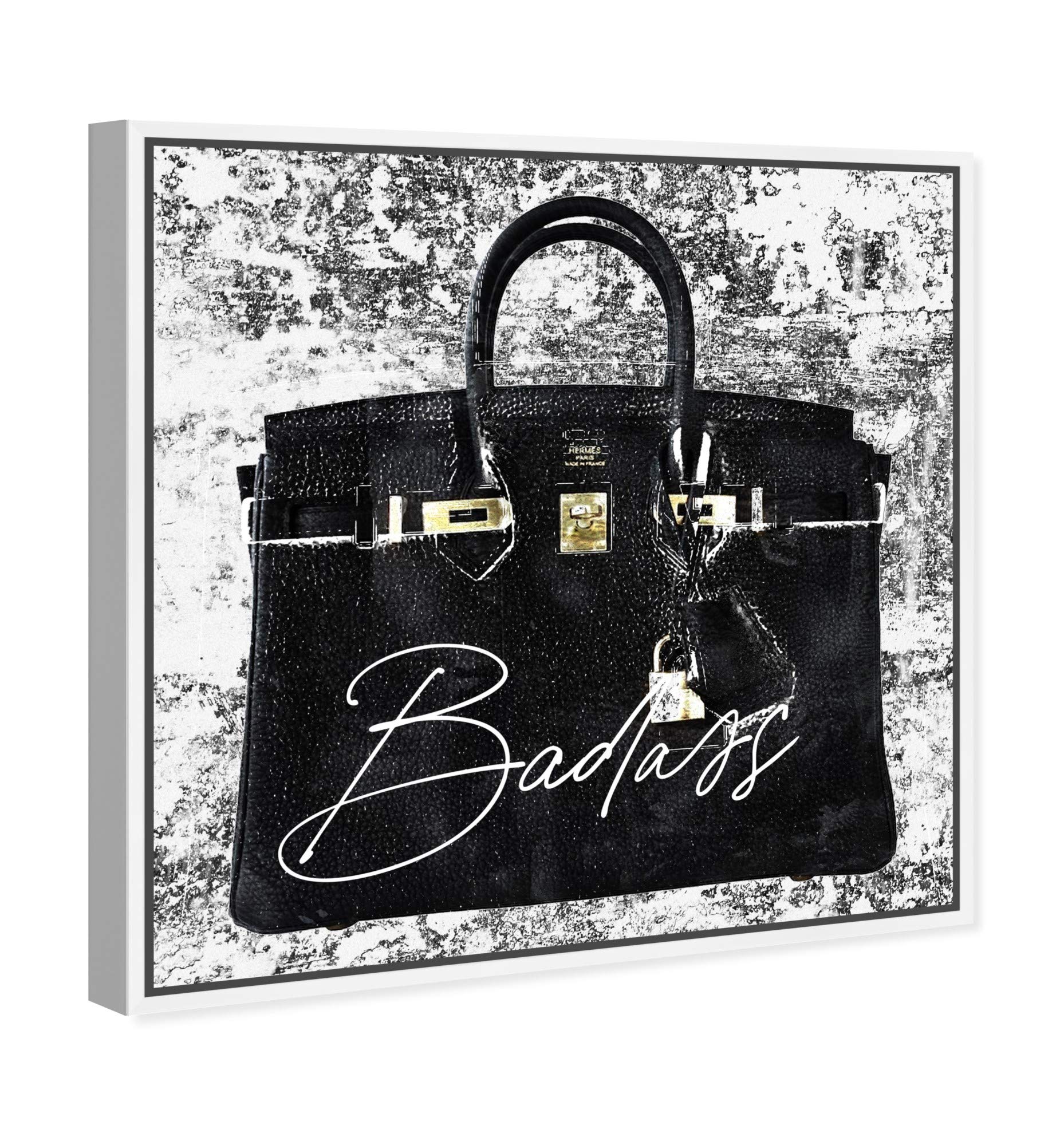 Super Birkin Women Handbags Wall Art - 16x16 Inch Framed Canvas Prints by Oliver Gal Artist Co. - Fashion & Glam Home Décor in Black & White - Perfect for Living Room, Bedroom & Office Decor