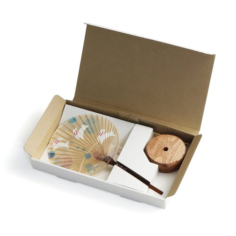 Japanese Rabbit Mizu Uchiwa - Traditional Handheld Water Fan for Cooling - Perfect for Summer, Outdoor Events & Japanese Culture Enthusiasts