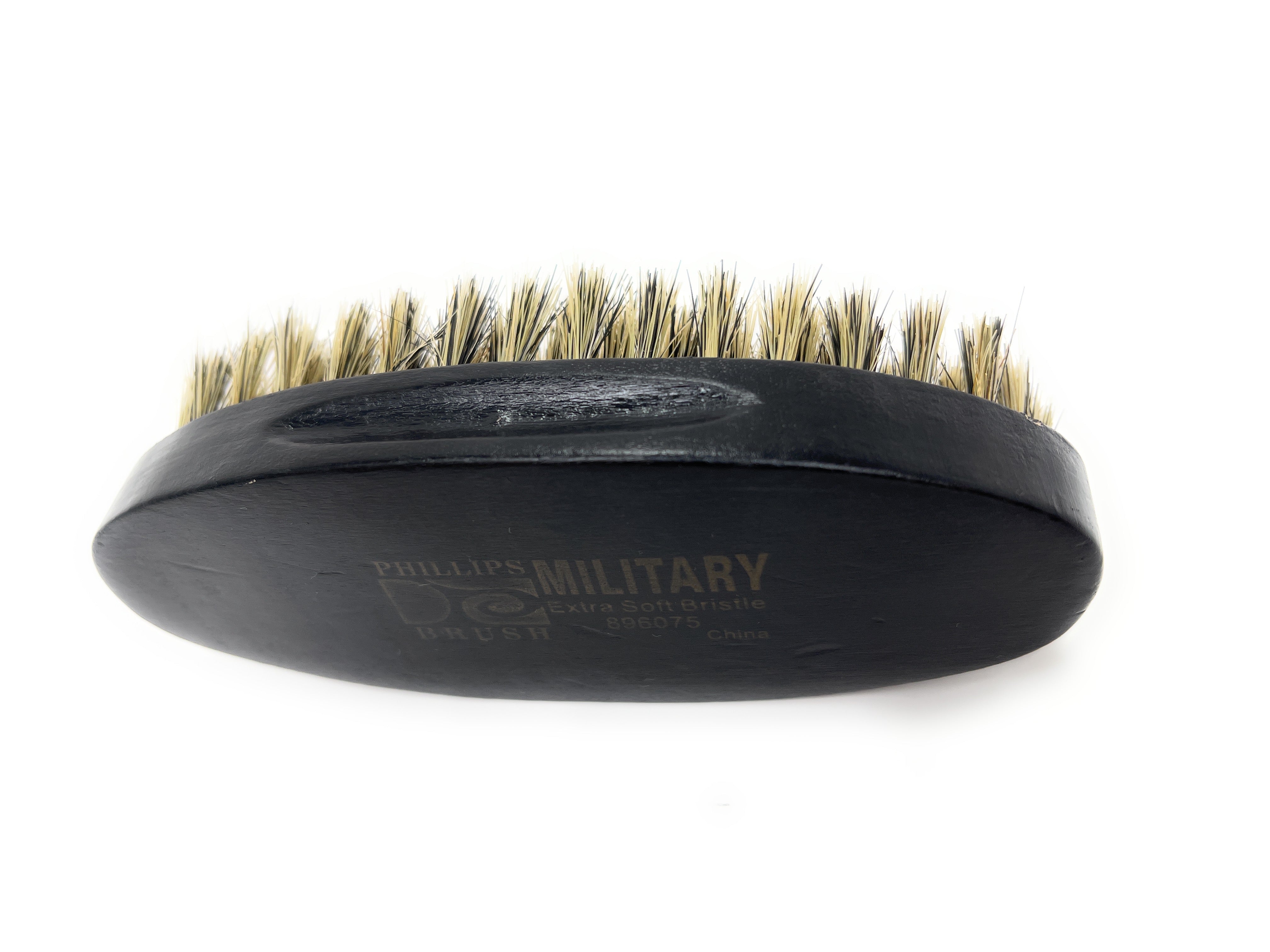 Phillips Military Wood Bristle Beard Brush - Black Wooden Boar Bristle Brush for Short Hair & Stubble - Perfect for Grooming, Styling & Exfoliating at Home or Travel