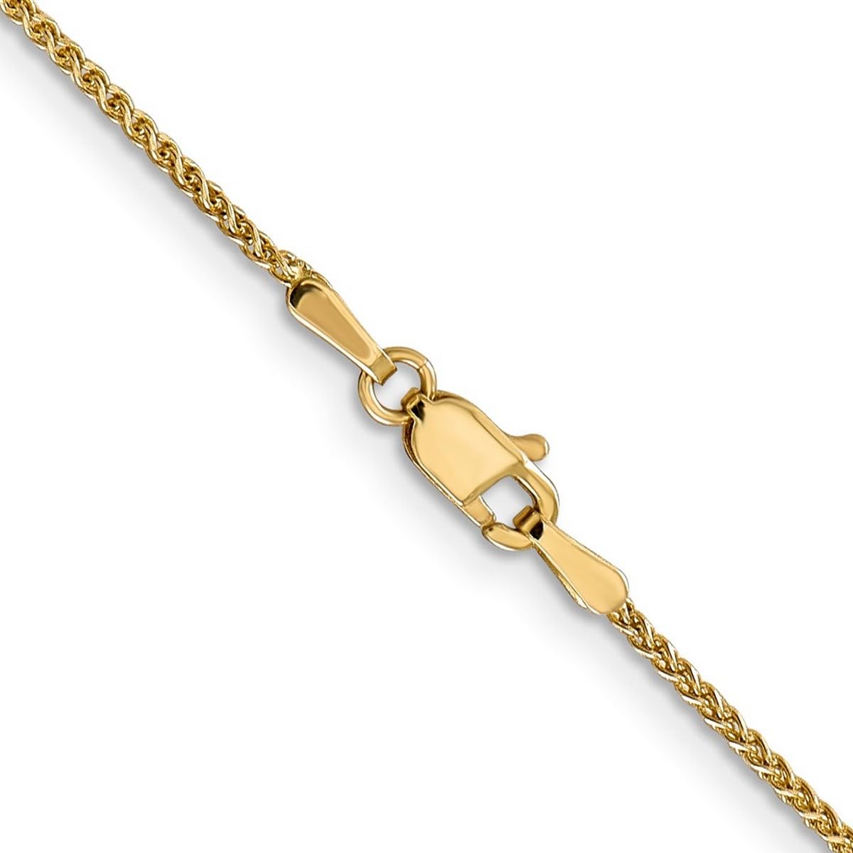 14K Yellow Gold Sparkle Cut Spiga Chain Necklace for Women & Men - 14/16/18/20/24/30 Inch Length Options | Elegant Everyday Wear, Gift for Anniversary & Special Occasions