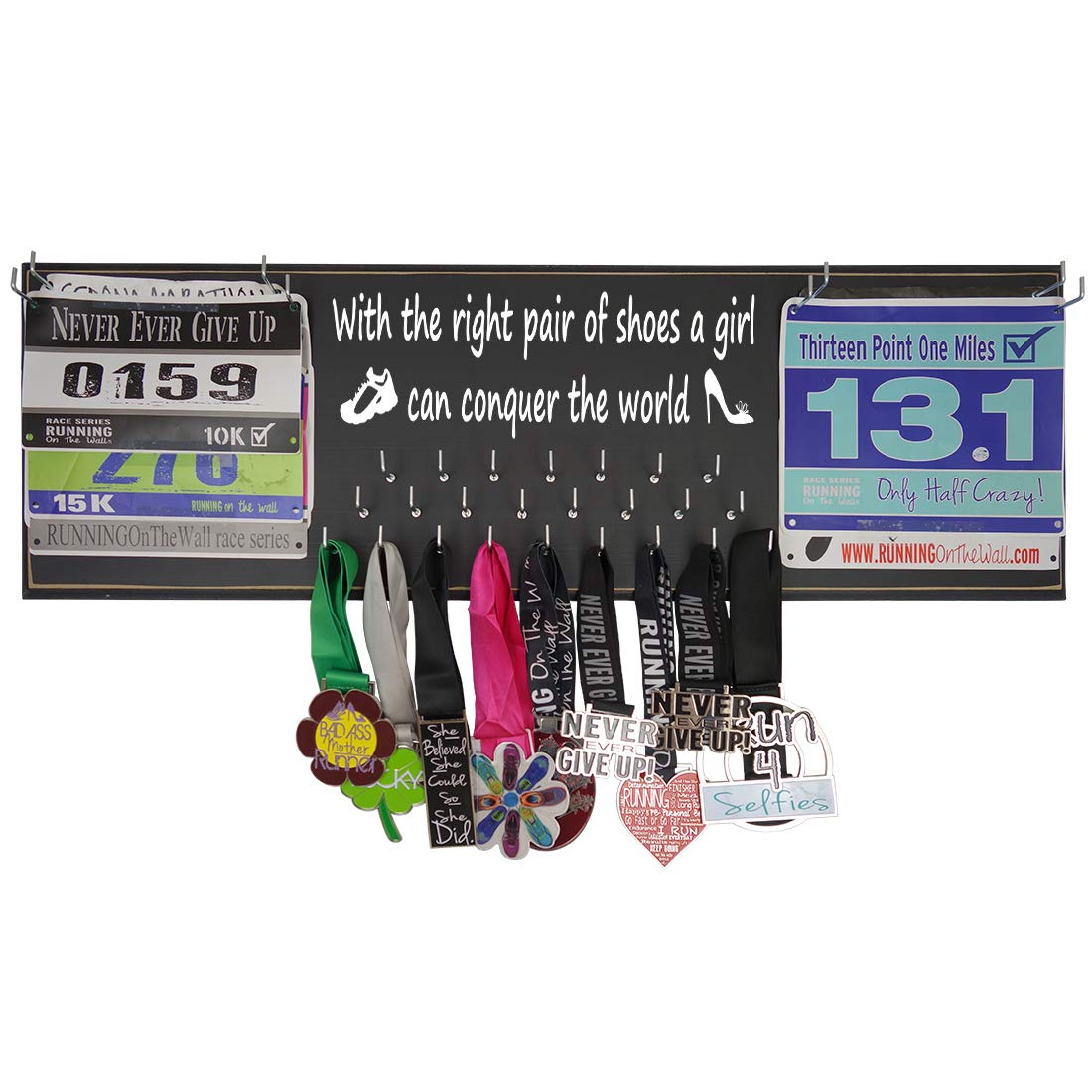 Running Medal Display & Race Bib Holder - Marathon Awards Hanger for Runners - Wall Mounted Sports Memorabilia Organizer - Perfect for Home Gym Decor and Running Motivation