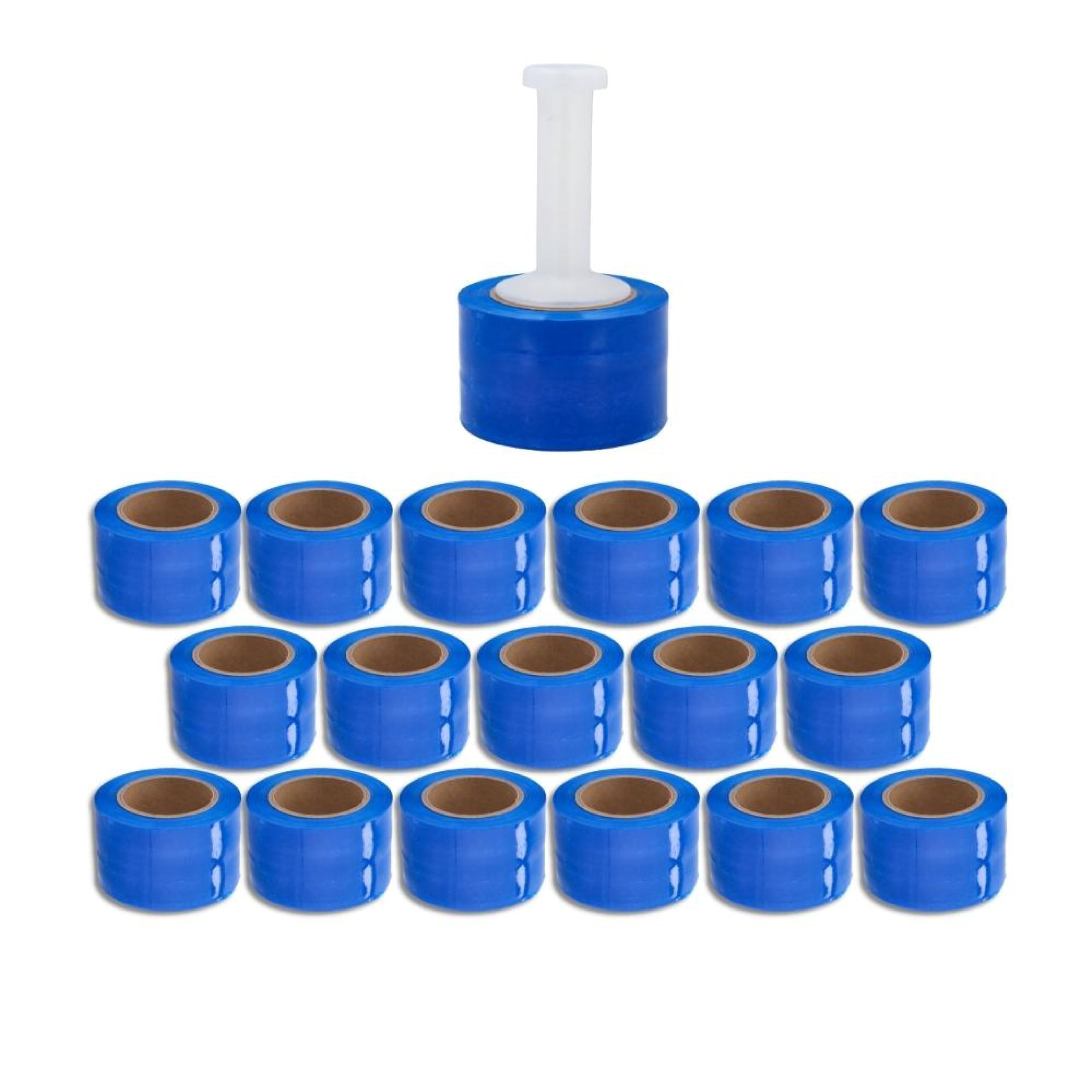 MMBM Blue Stretch Wrap with Handle - 36 Pack, 3 Inch x 1000 Feet, 80 Gauge Heavy Duty Plastic Pallet Wrap - Color Coded for Storage & Shipping - Ideal for Warehouse, Moving & Industrial Packaging