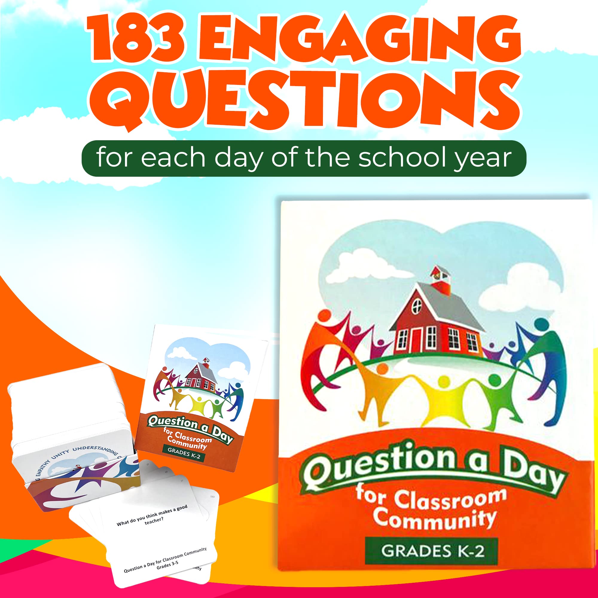 183 Daily Question Cards for Elementary School - Teacher Created Morning Meeting Discussion Chips for Classroom Activities | Writing Prompt Cards for Grades K-2 | Perfect for Icebreakers, Social-Emotional Learning & Student Engagement