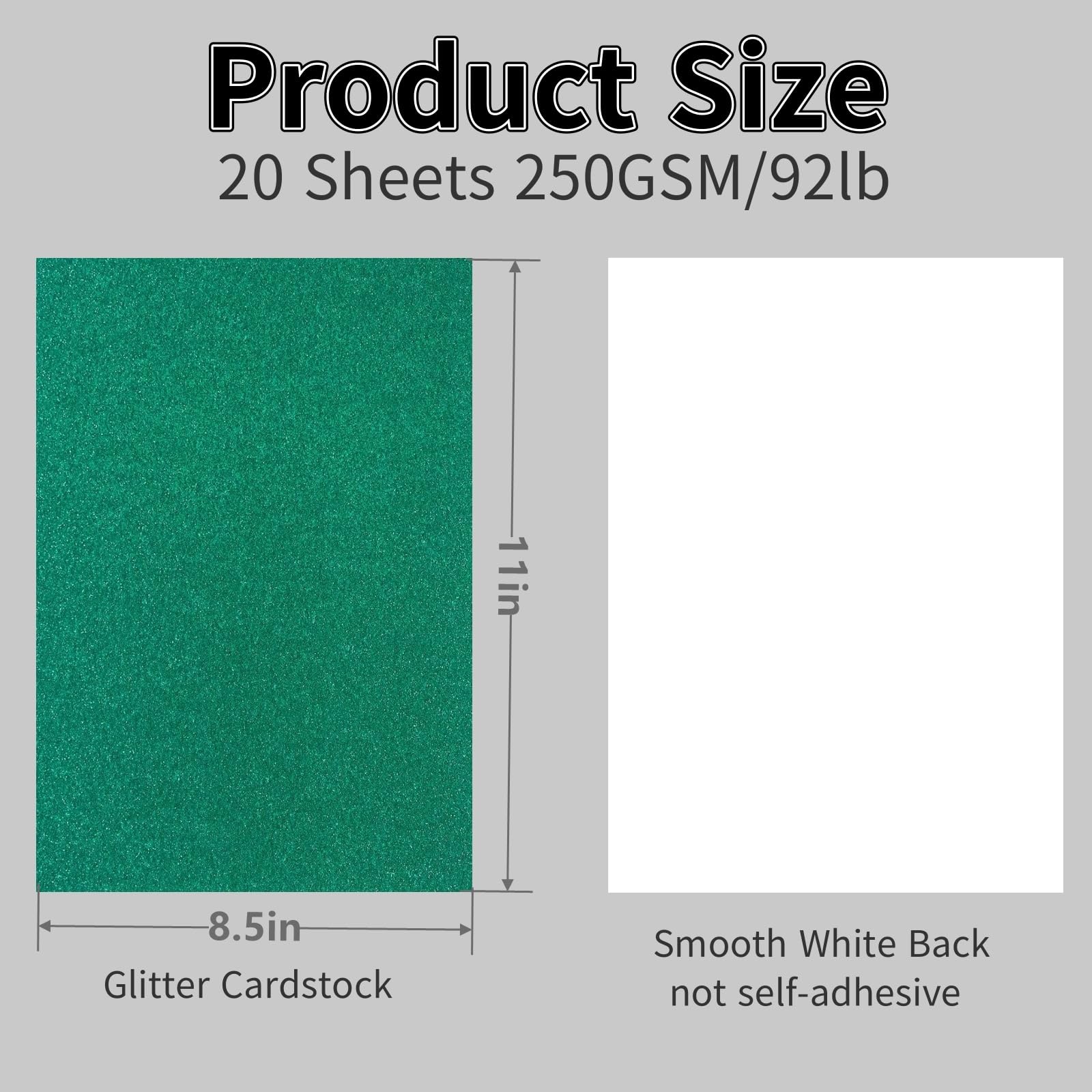 20 Sheets Green Glitter Cardstock 8.5 x 11 Inches | 250gsm Heavyweight Premium Sparkling Card Stock Paper for DIY Card Making, Scrapbooking, Party Decorations & School Projects | Perfect for Greeting Cards, Invitations, Craft Projects & Classroom Activities