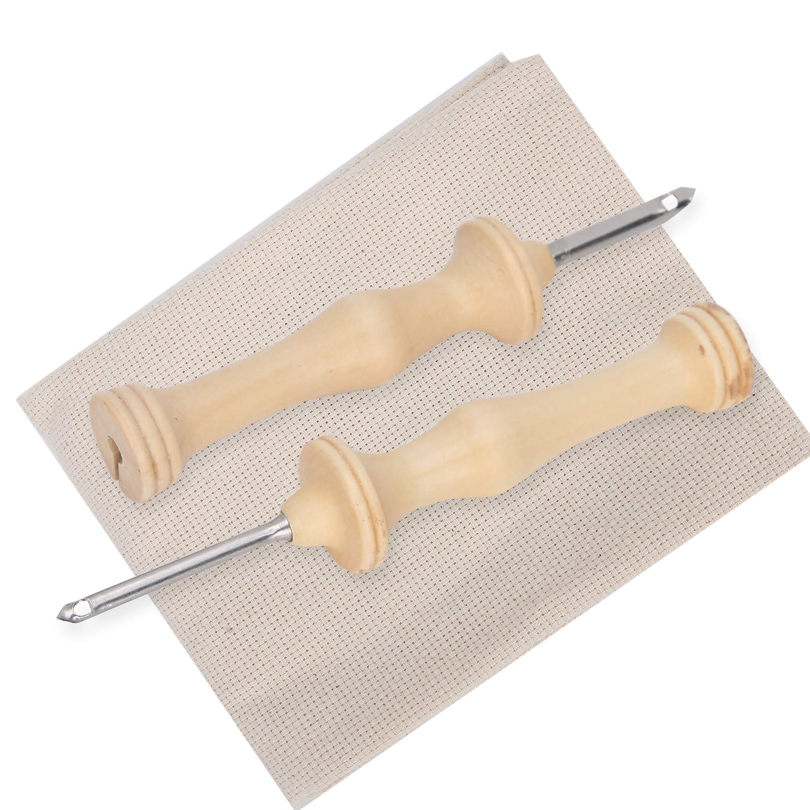 2Pcs Embroidery Pens - Large Rug Punch Needle Set with Wooden Handle for DIY Weaving, Punch Needle Embroidery & Craft Projects - Perfect for Home Decor, Wall Hangings & Gift Making