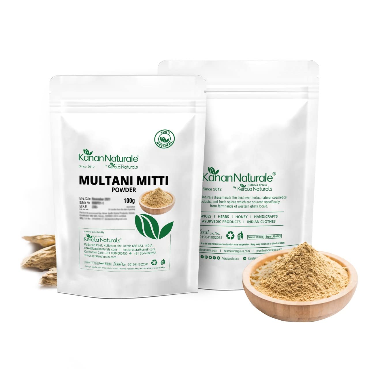 Kerala Naturals Multani Mitti Powder (200g) - 100% Pure Clay for Glowing Skin & Acne Treatment | Best for Face Masks, Body Scrubs & Natural Skincare