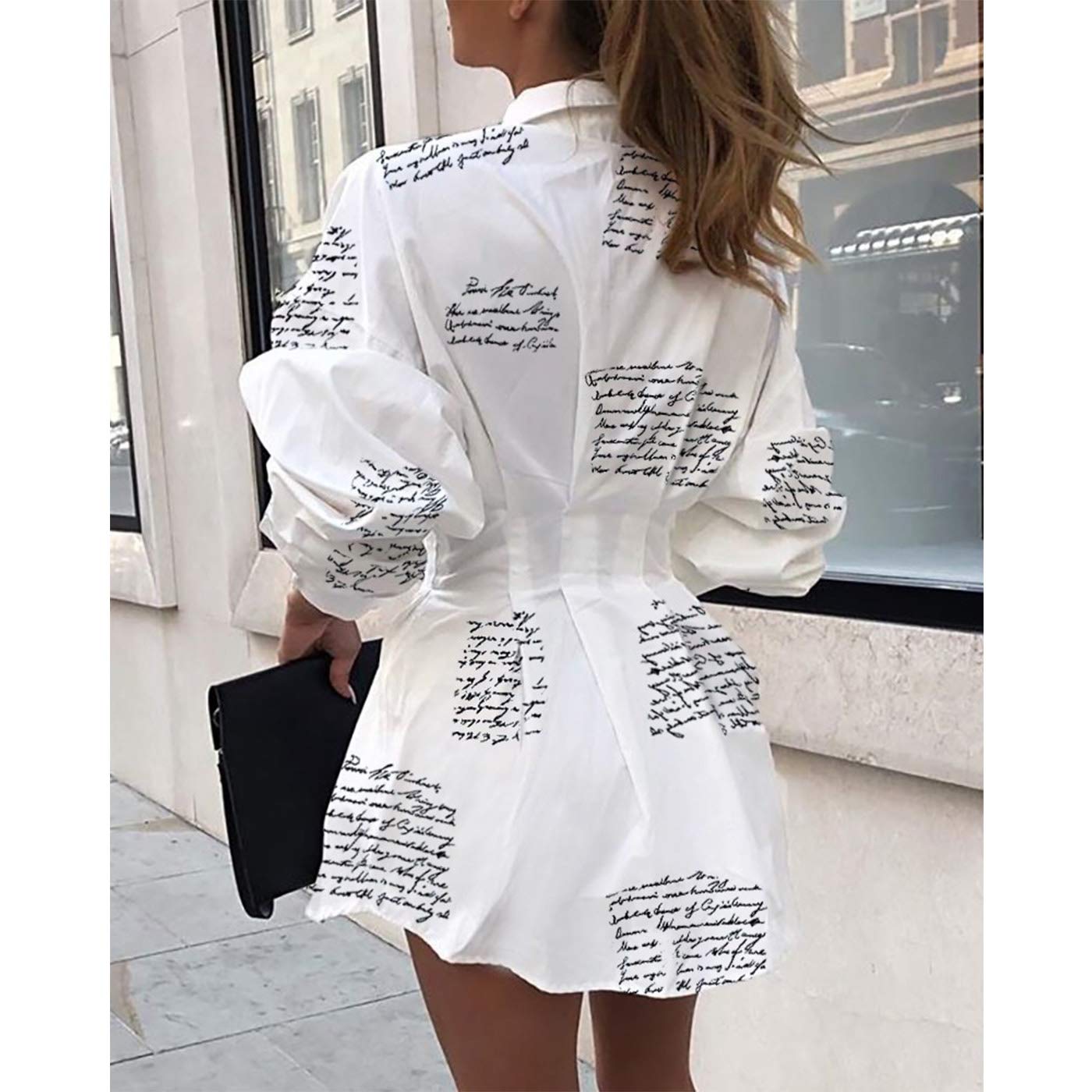 Sexy Mini Shirt Dress for Women - Casual Long Sleeve V-Neck Button Down Blouse with Belt | Perfect for Date Night, Office Wear & Summer Outfits