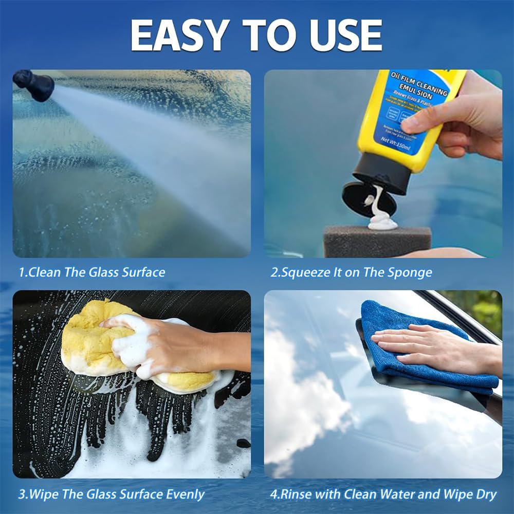Soapami Oil Film Cleaner - Fast Acting Emulsion Glass Cleaner for Cars & Home, Removes Stubborn Oil Film from Windows, Plastic & Glass Surfaces - Perfect for Auto Detailing & Household Cleaning (1PC)