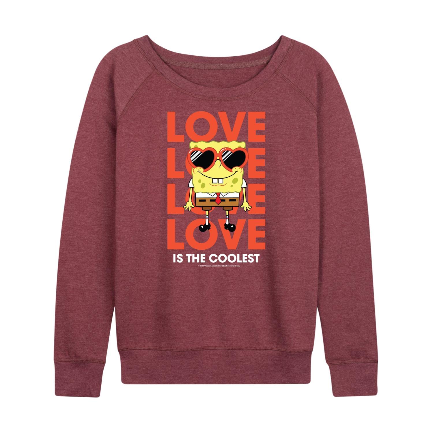 HYBRID APPAREL SpongeBob SquarePants Valentine's Day Hoodie - Women's Lightweight French Terry Pullover Sweatshirt - Cute Cartoon Character Gift for Her | Valentine's Gift, Casual Wear, Cosplay Outfit