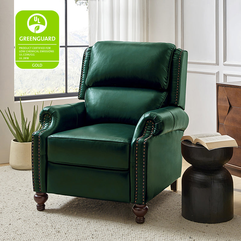 Mid Century Modern Genuine Leather Recliner Chair - Consuela Handcrafted Lounge Chair for Living Room, Office & Home Theater