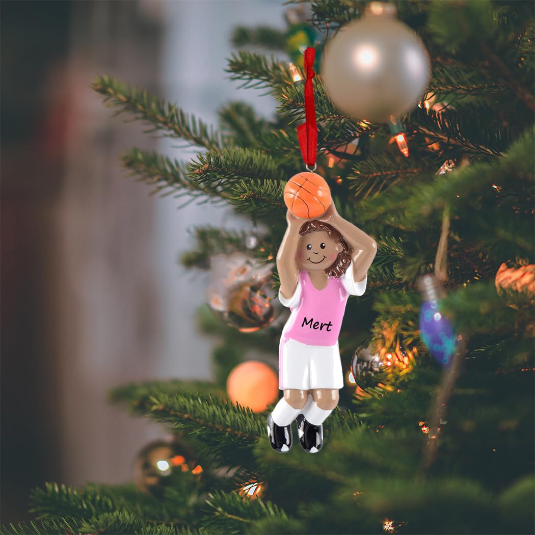 MAXORA Personalized Basketball Ornament - African American Girl Basketball Player Shooting Hoops - Custom Christmas Gift for Basketball Coach & Sports Fans 2024 - Perfect for Tree Decor, Holiday Gifts & Team Celebrations